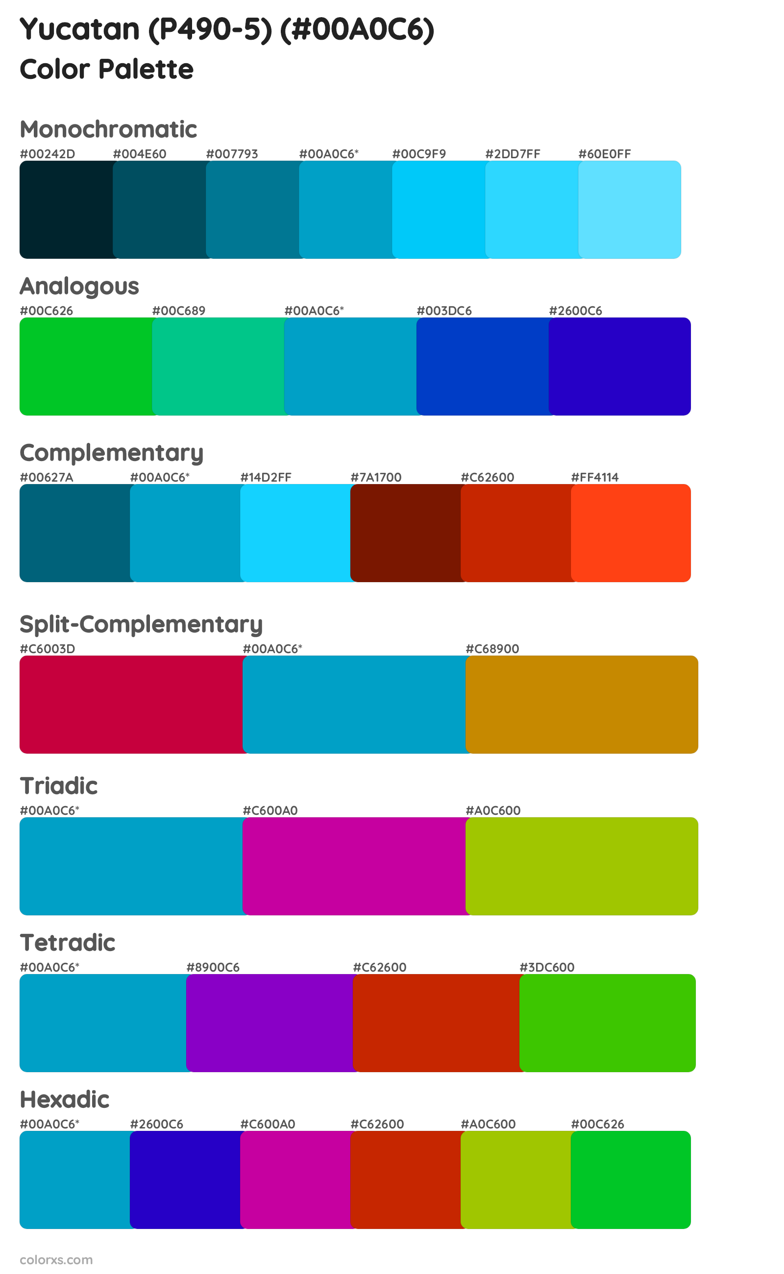 Yucatan (P490-5) Color Scheme Palettes