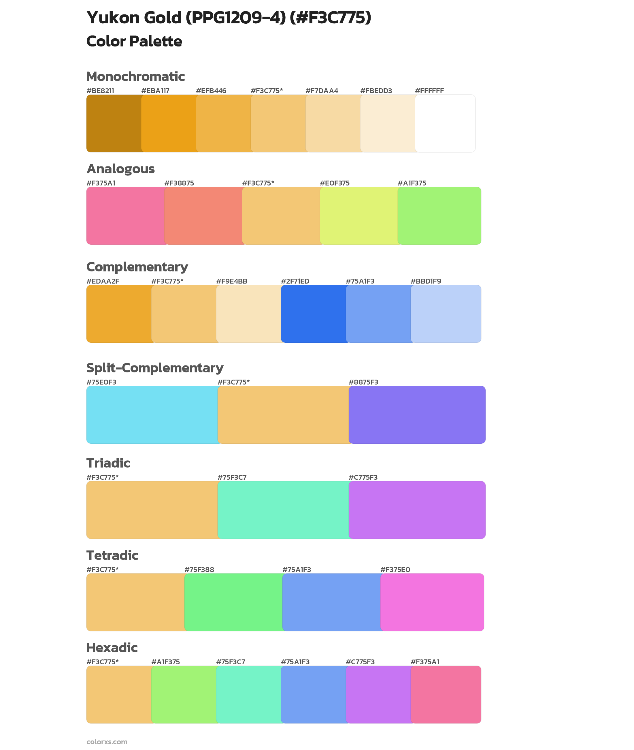 Yukon Gold (PPG1209-4) Color Scheme Palettes