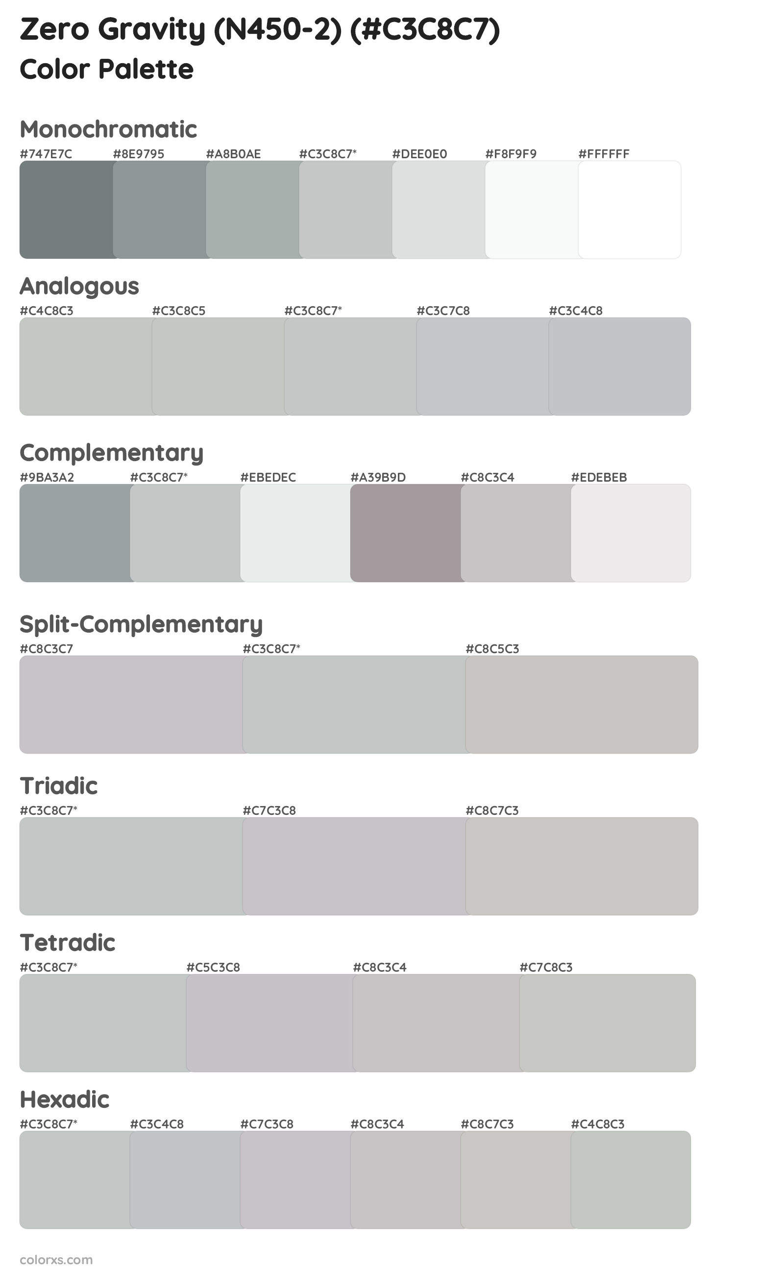 Zero Gravity (N450-2) Color Scheme Palettes