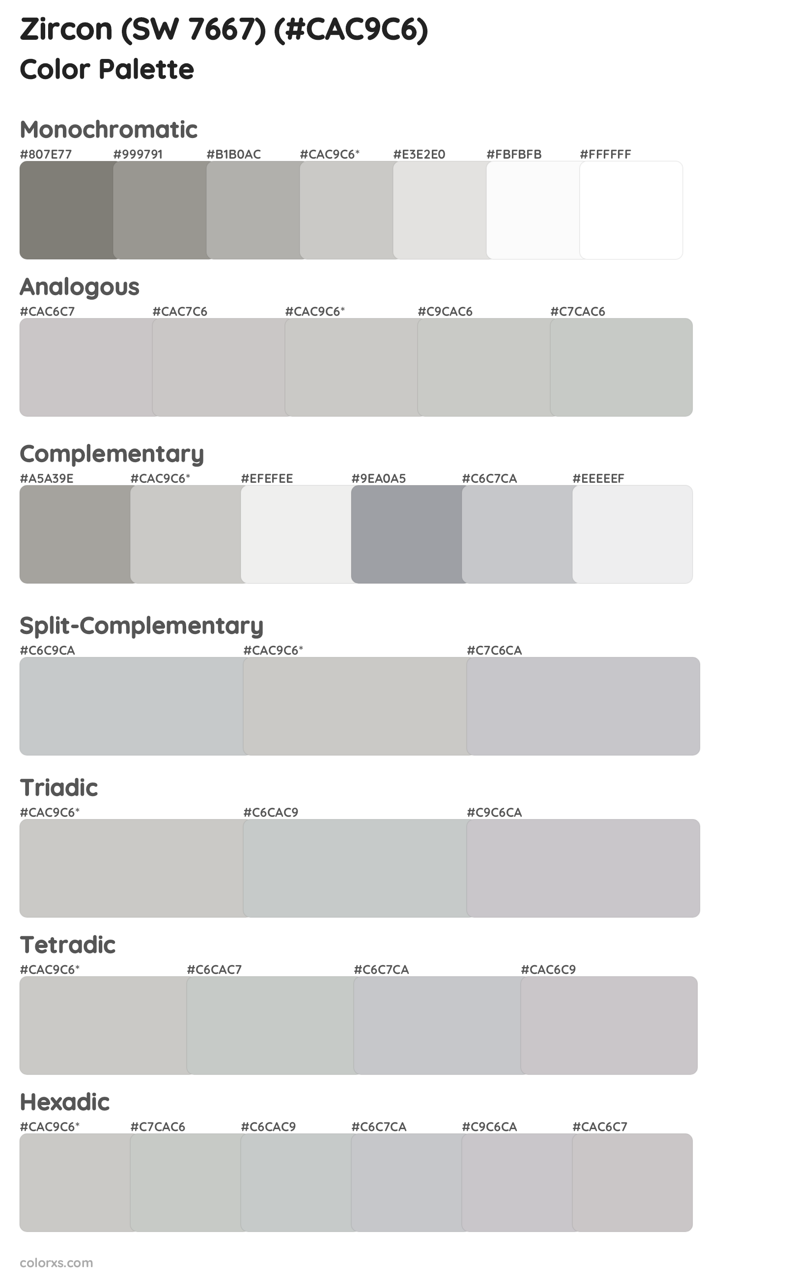 Zircon (SW 7667) Color Scheme Palettes