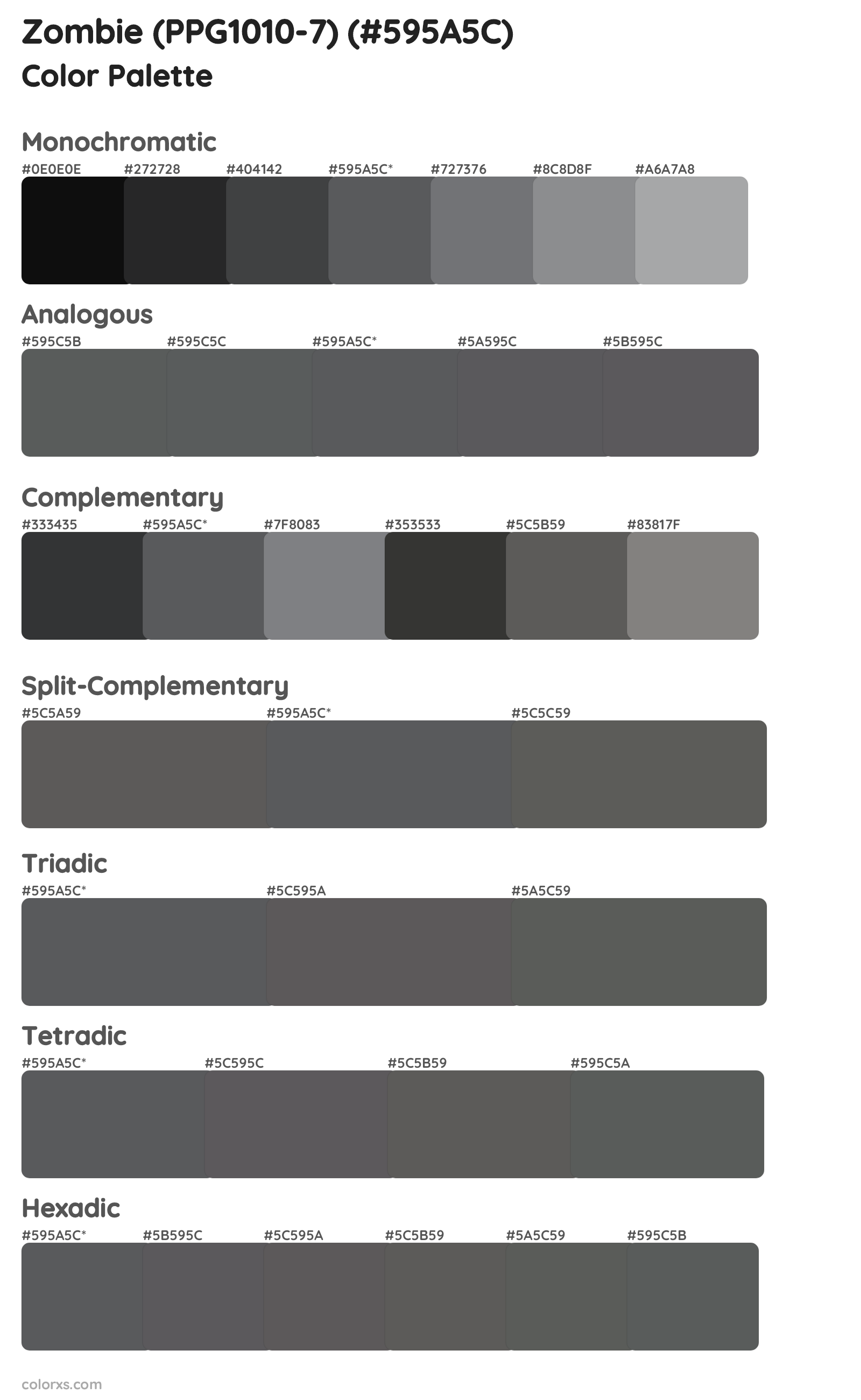 Zombie (PPG1010-7) Color Scheme Palettes