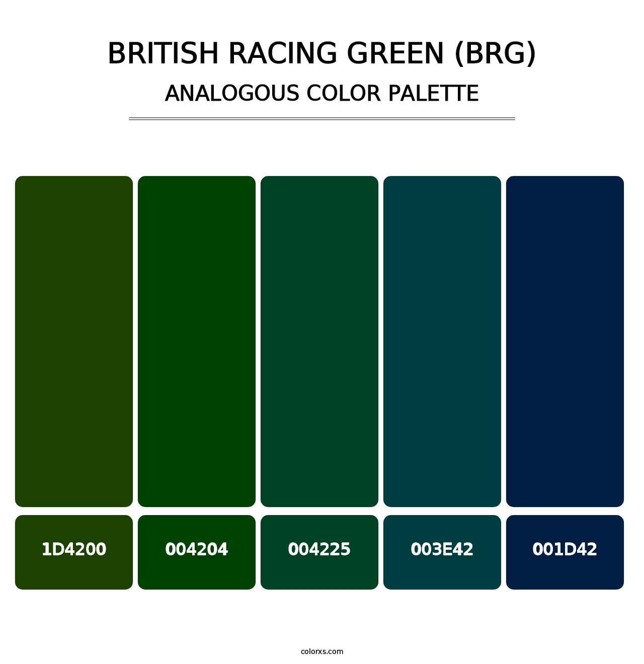 British Racing Green (BRG) - Analogous Color Palette