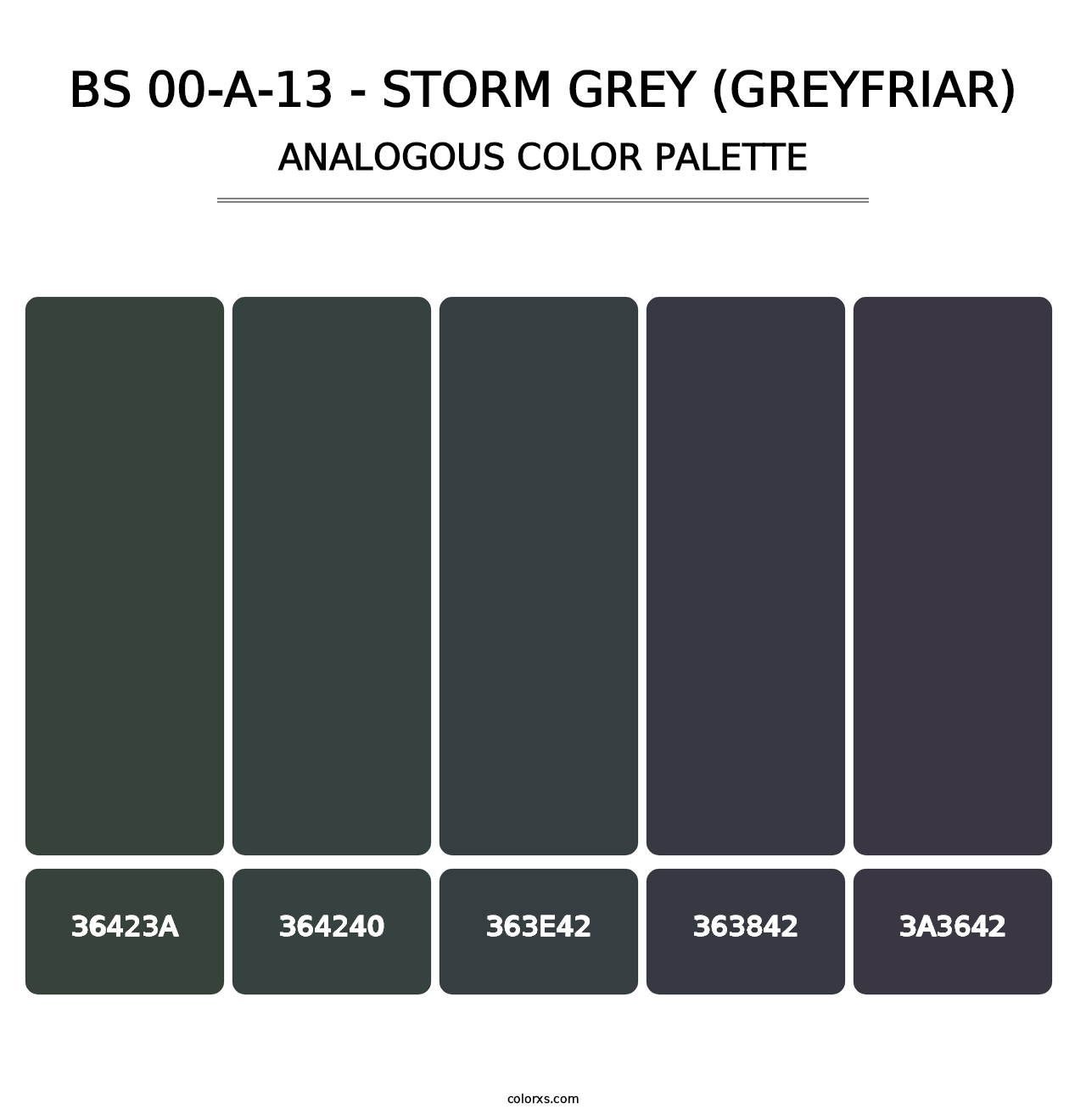 BS 00-A-13 - Storm Grey (Greyfriar) - Analogous Color Palette