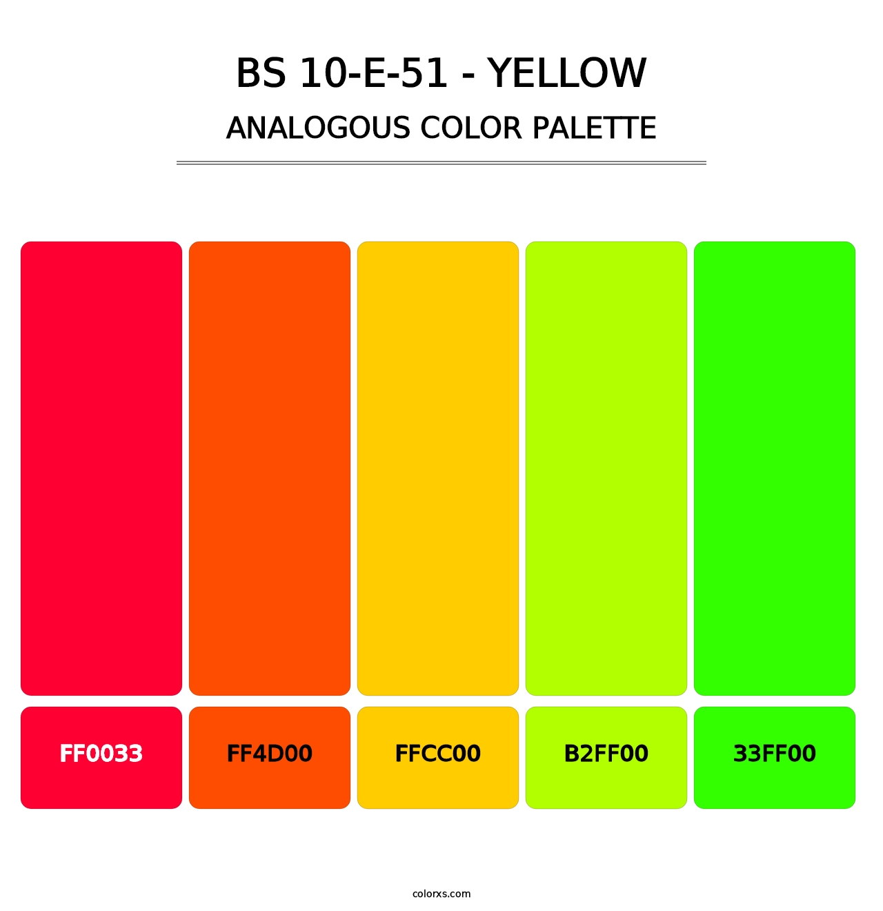 BS 10-E-51 - Yellow - Analogous Color Palette