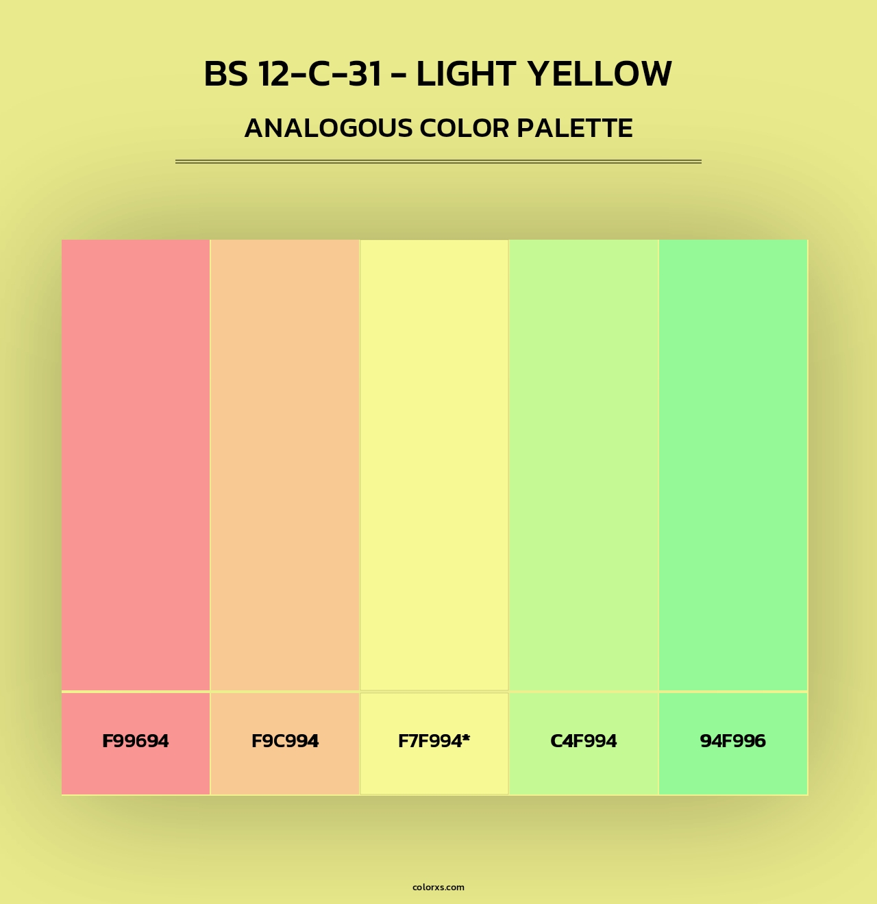 BS 12-C-31 - Light Yellow - Analogous Color Palette