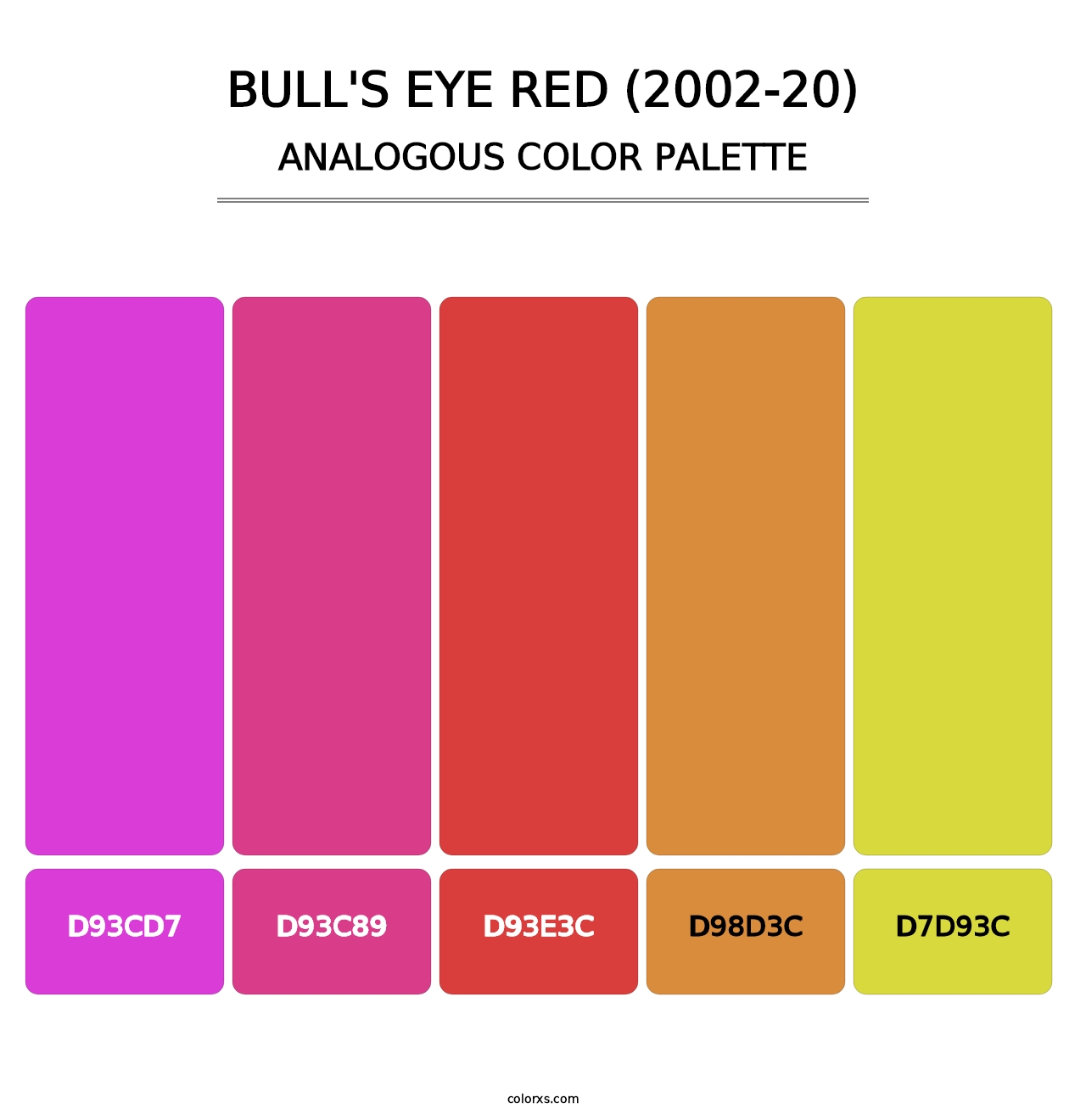 Bull's Eye Red (2002-20) - Analogous Color Palette