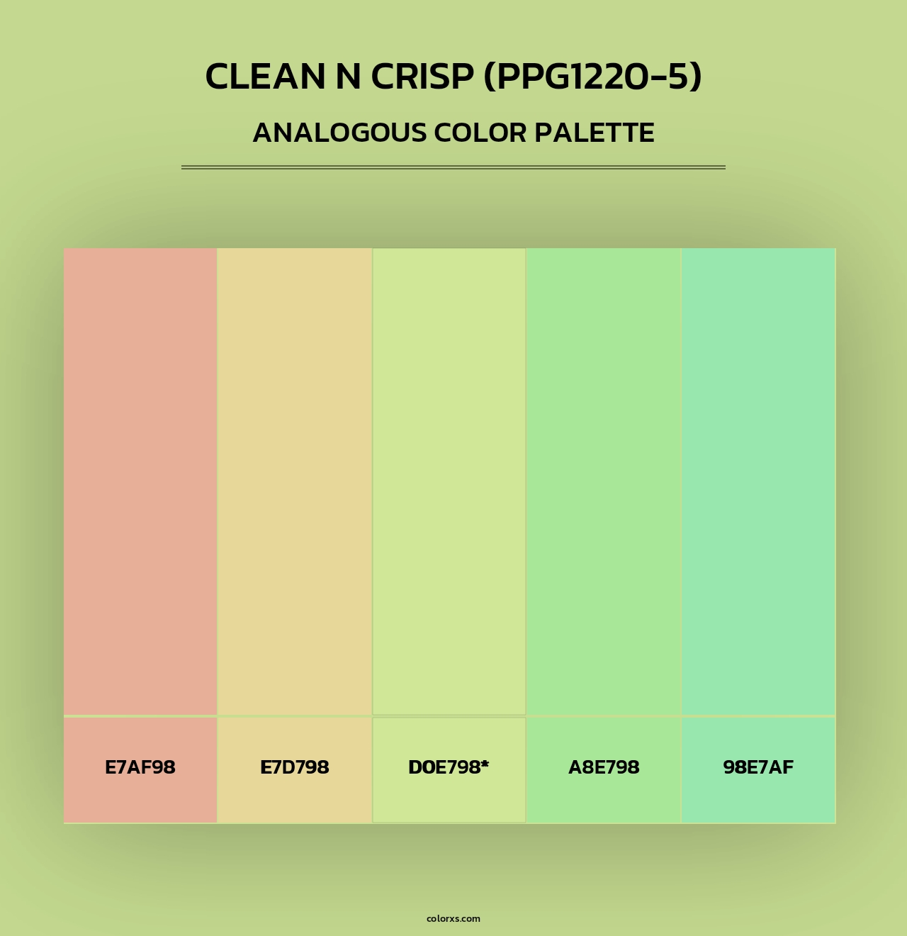Clean N Crisp (PPG1220-5) - Analogous Color Palette