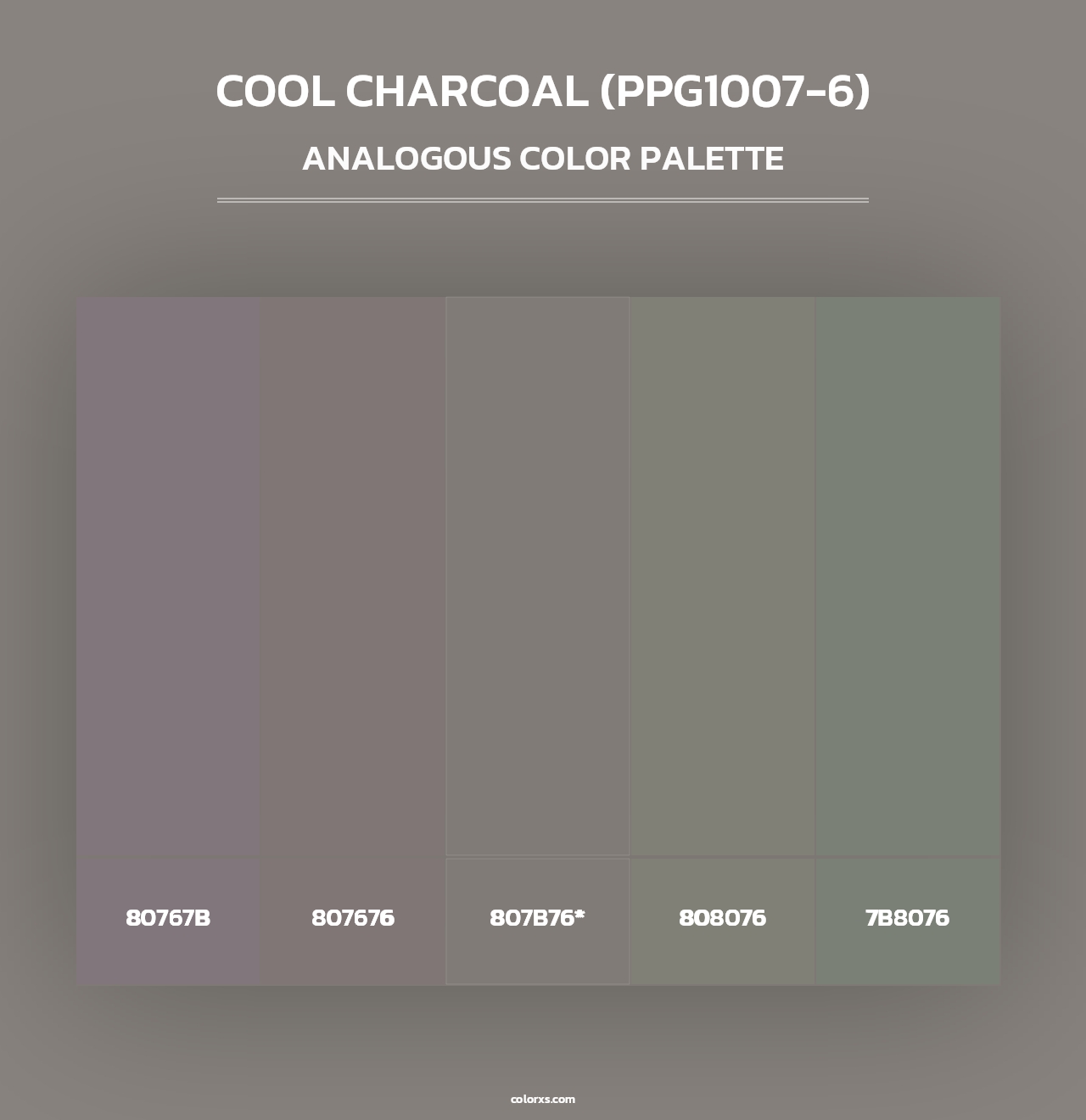 Cool Charcoal (PPG1007-6) - Analogous Color Palette