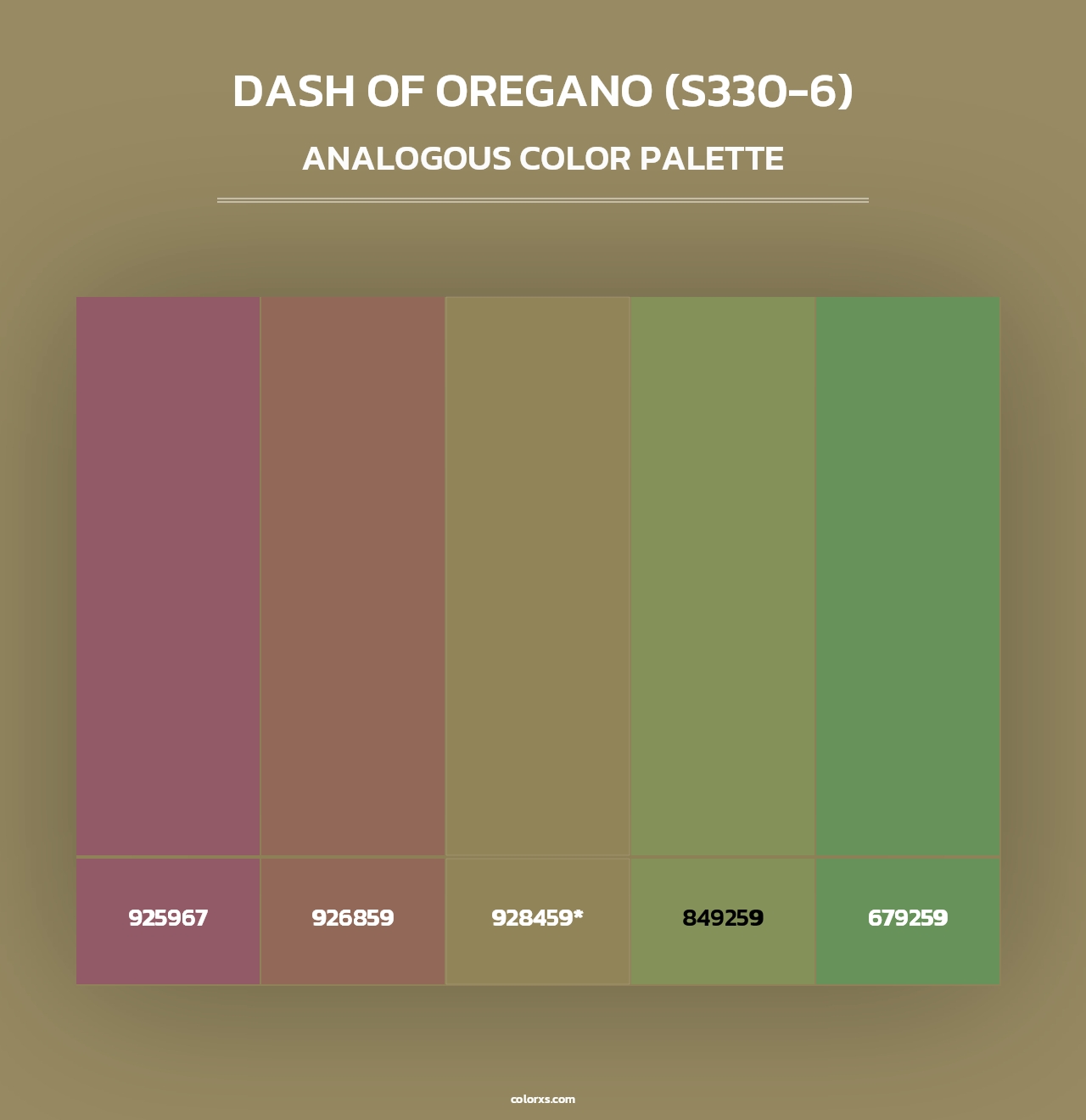 Dash Of Oregano (S330-6) - Analogous Color Palette
