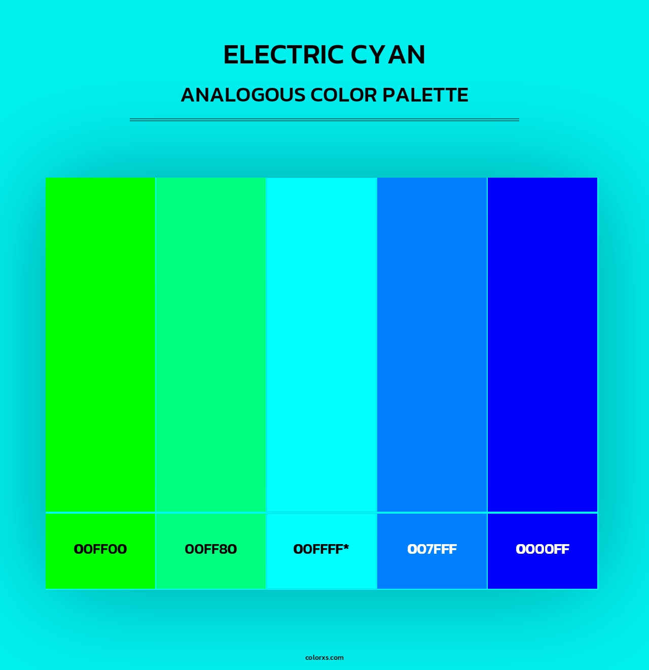 Electric Cyan - Analogous Color Palette