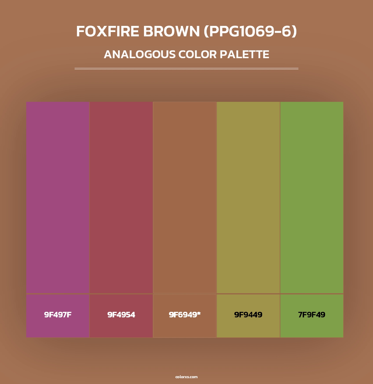 Foxfire Brown (PPG1069-6) - Analogous Color Palette