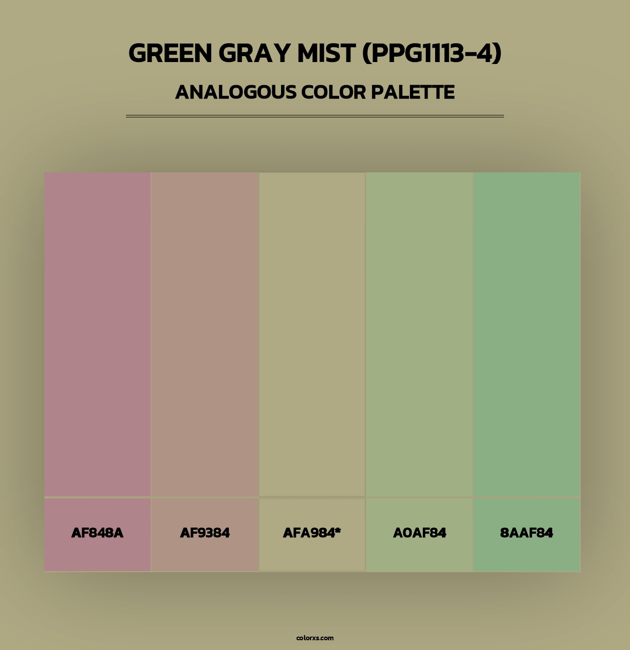 Green Gray Mist (PPG1113-4) - Analogous Color Palette