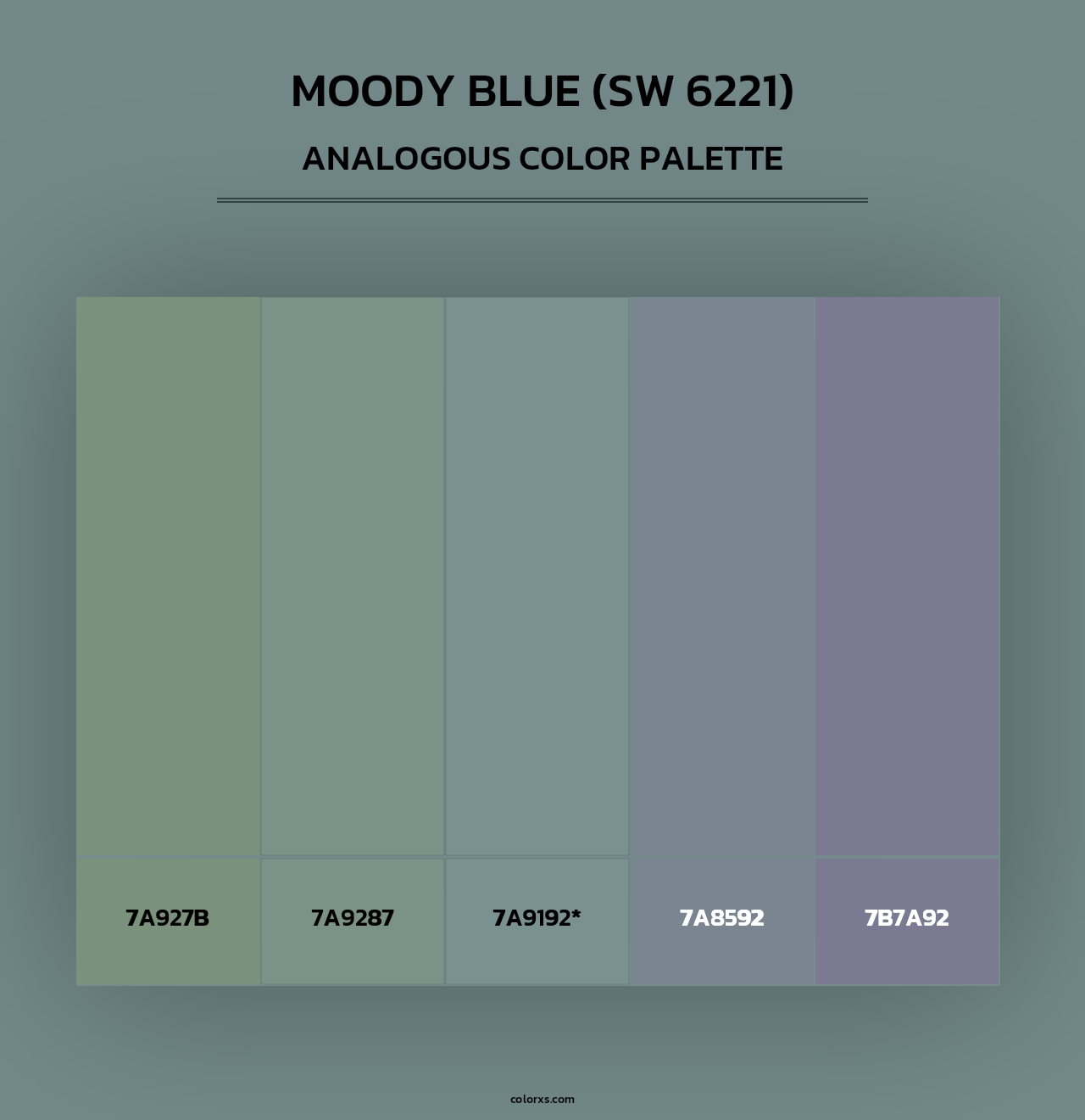 Moody Blue (SW 6221) - Analogous Color Palette