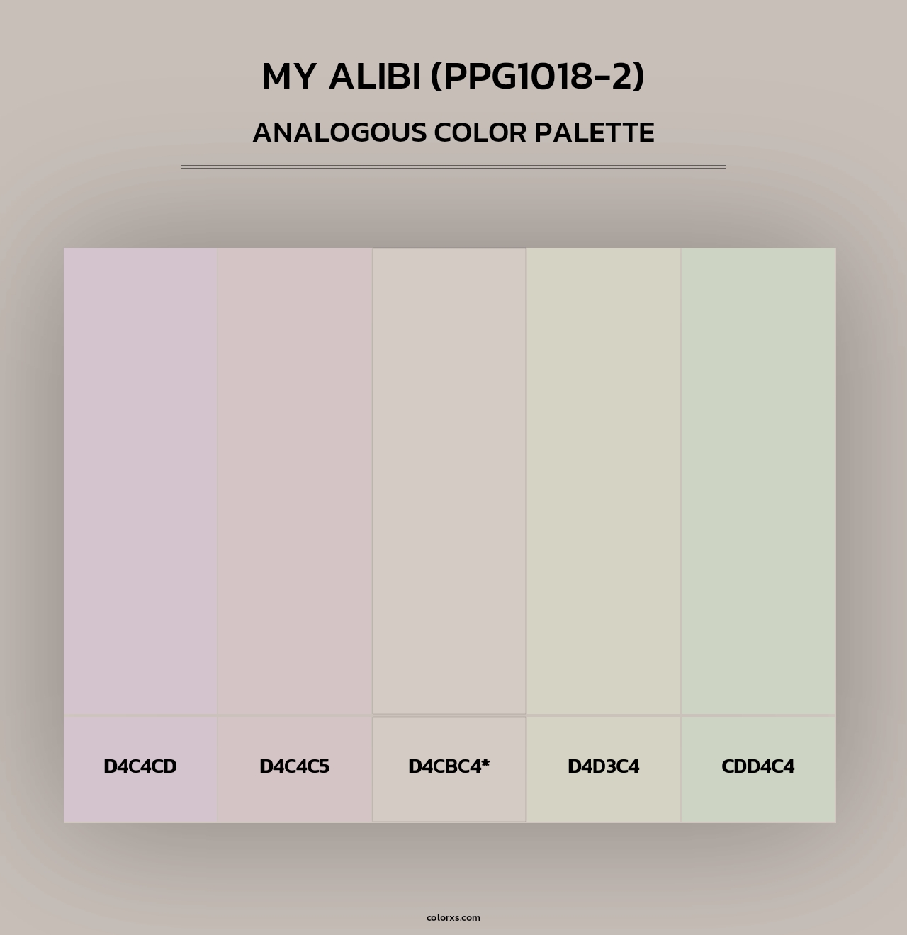My Alibi (PPG1018-2) - Analogous Color Palette