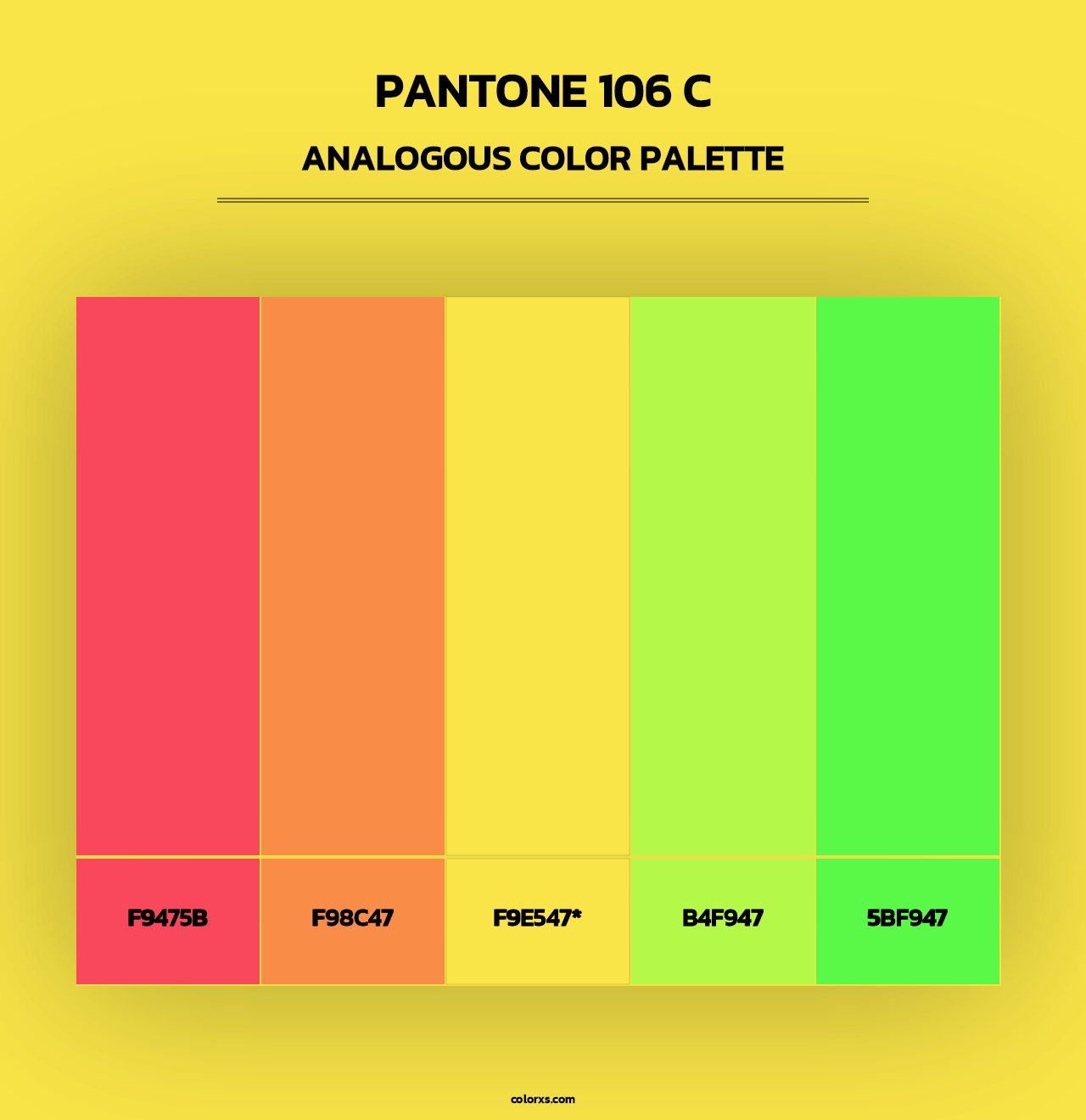 PANTONE 106 C - Analogous Color Palette