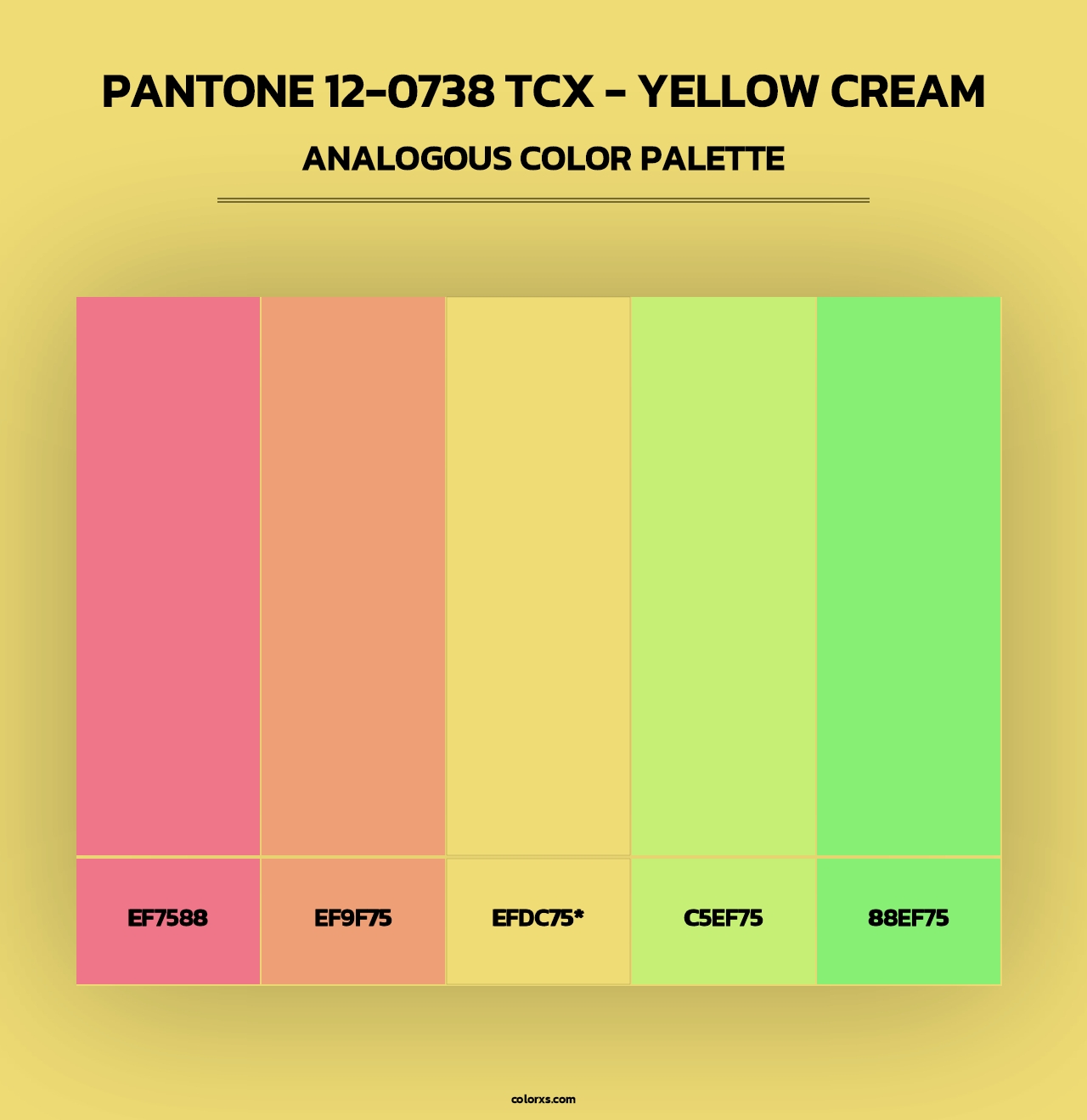 PANTONE 12-0738 TCX - Yellow Cream - Analogous Color Palette