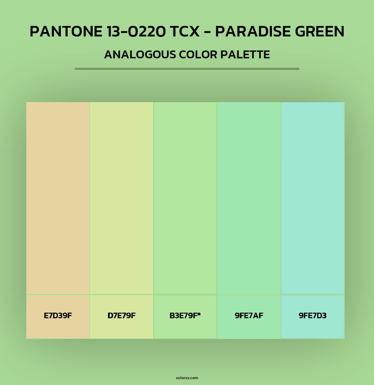 PANTONE 13-0220 TCX - Paradise Green - Analogous Color Palette