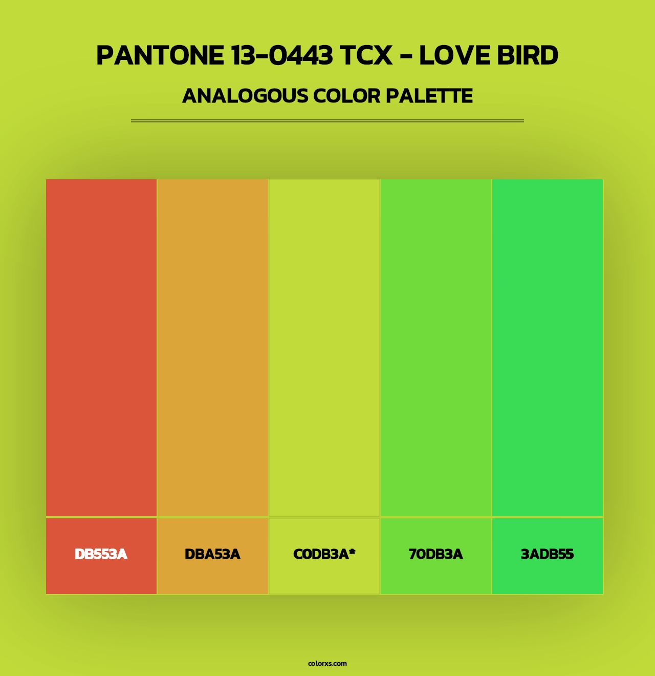 PANTONE 13-0443 TCX - Love Bird - Analogous Color Palette