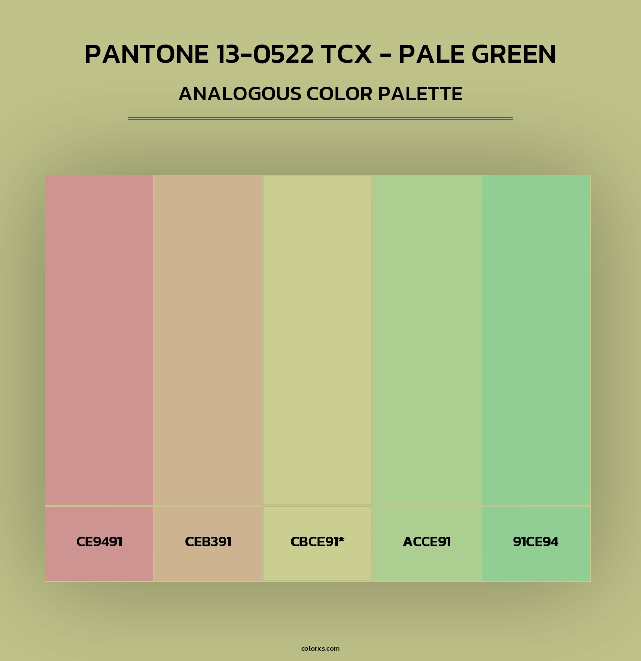 PANTONE 13-0522 TCX - Pale Green - Analogous Color Palette