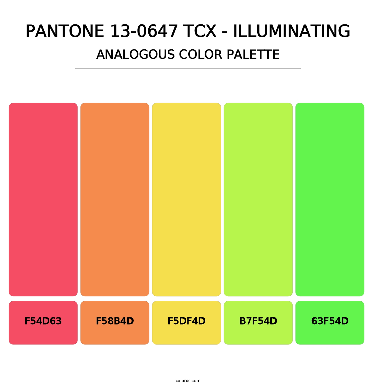 PANTONE 13-0647 TCX - Illuminating - Analogous Color Palette