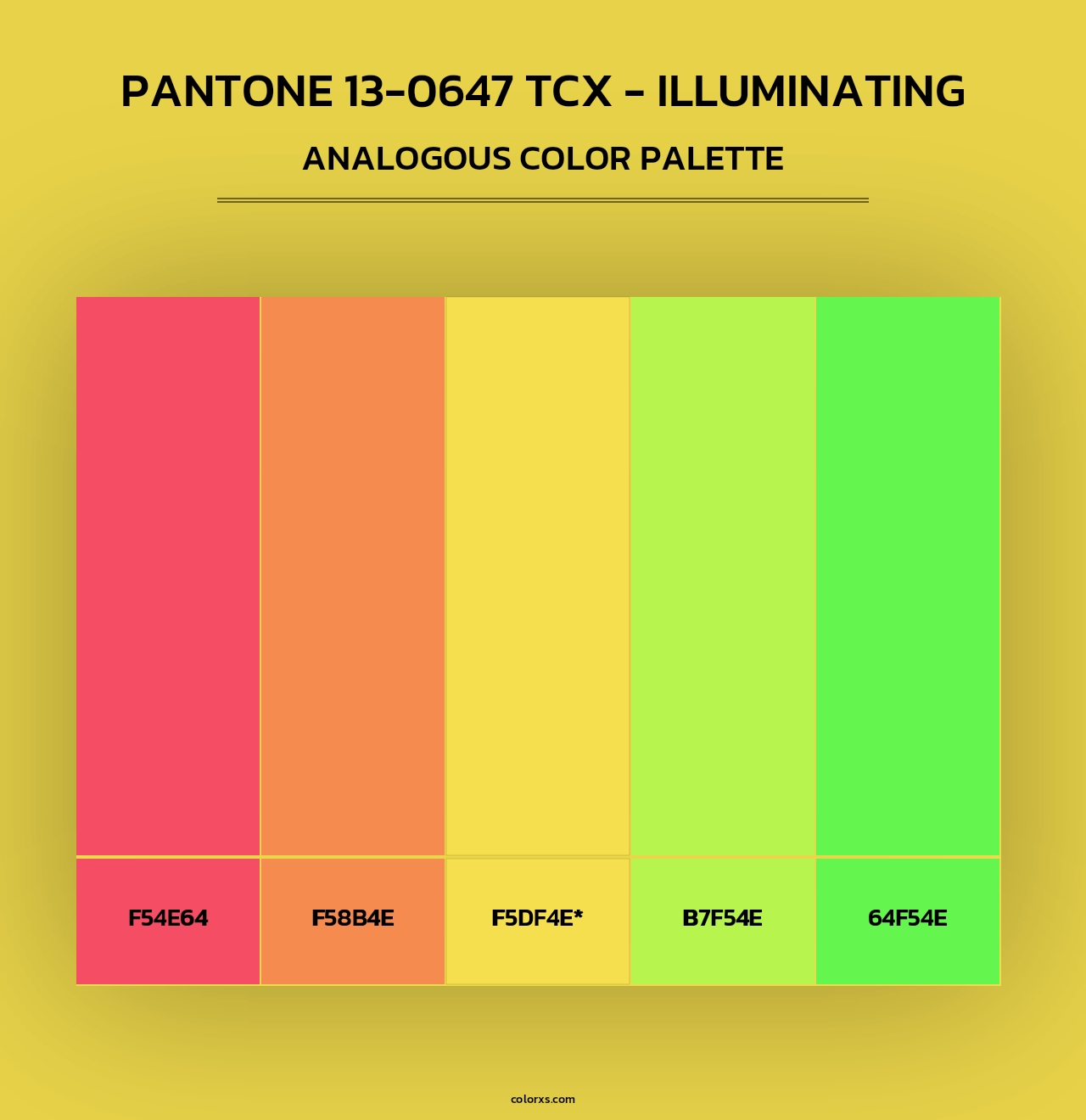 PANTONE 13-0647 TCX - Illuminating - Analogous Color Palette