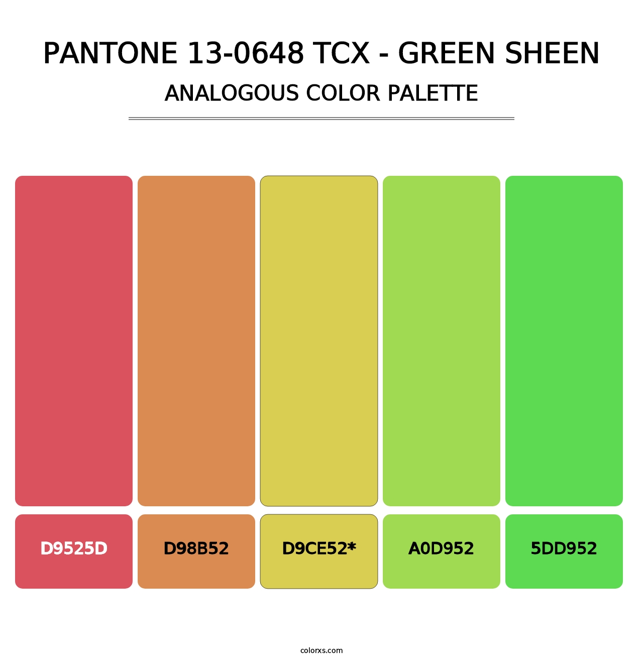 PANTONE 13-0648 TCX - Green Sheen - Analogous Color Palette