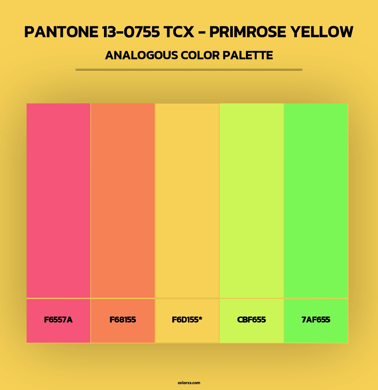 PANTONE 13-0755 TCX - Primrose Yellow - Analogous Color Palette
