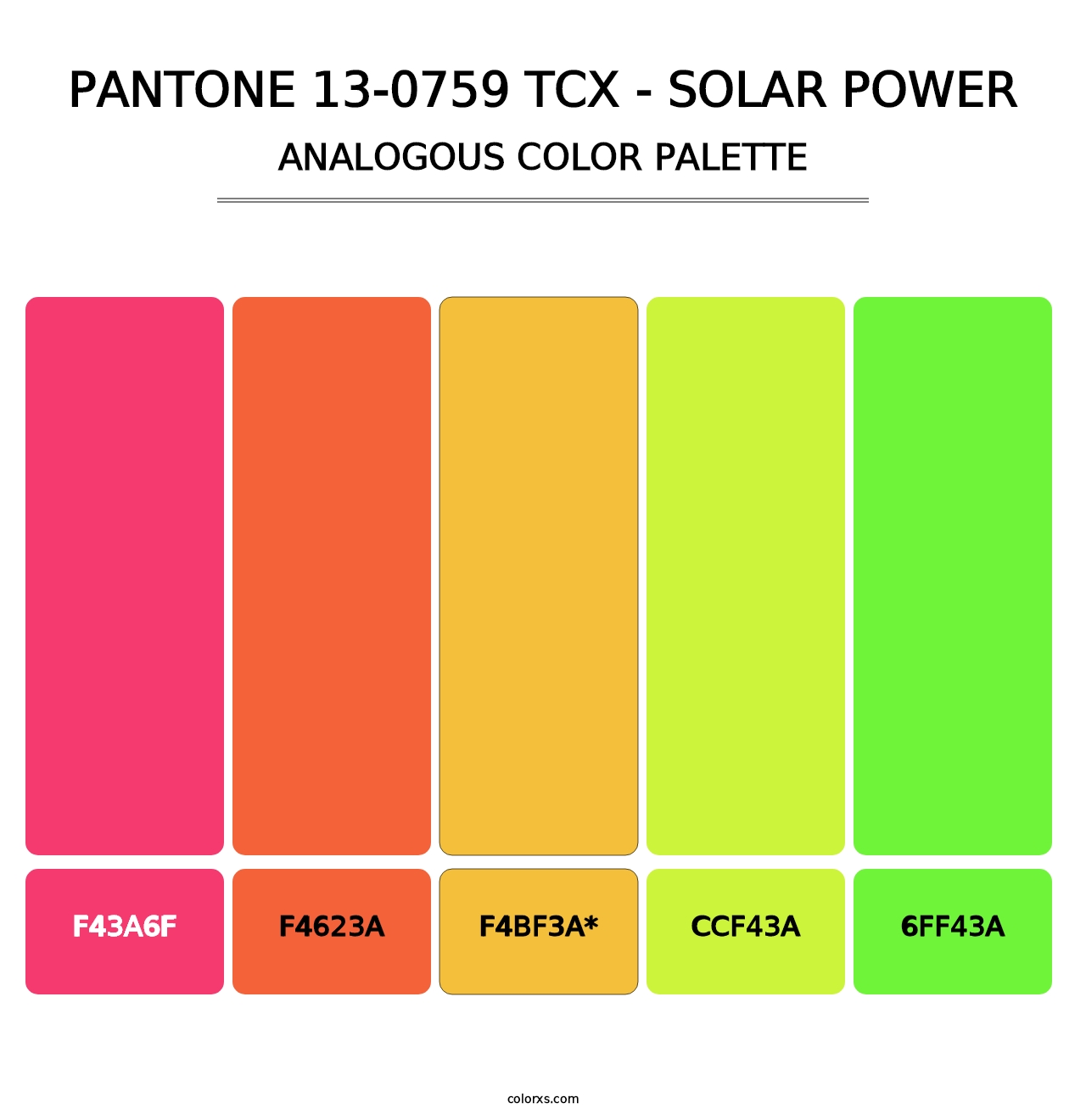 PANTONE 13-0759 TCX - Solar Power - Analogous Color Palette