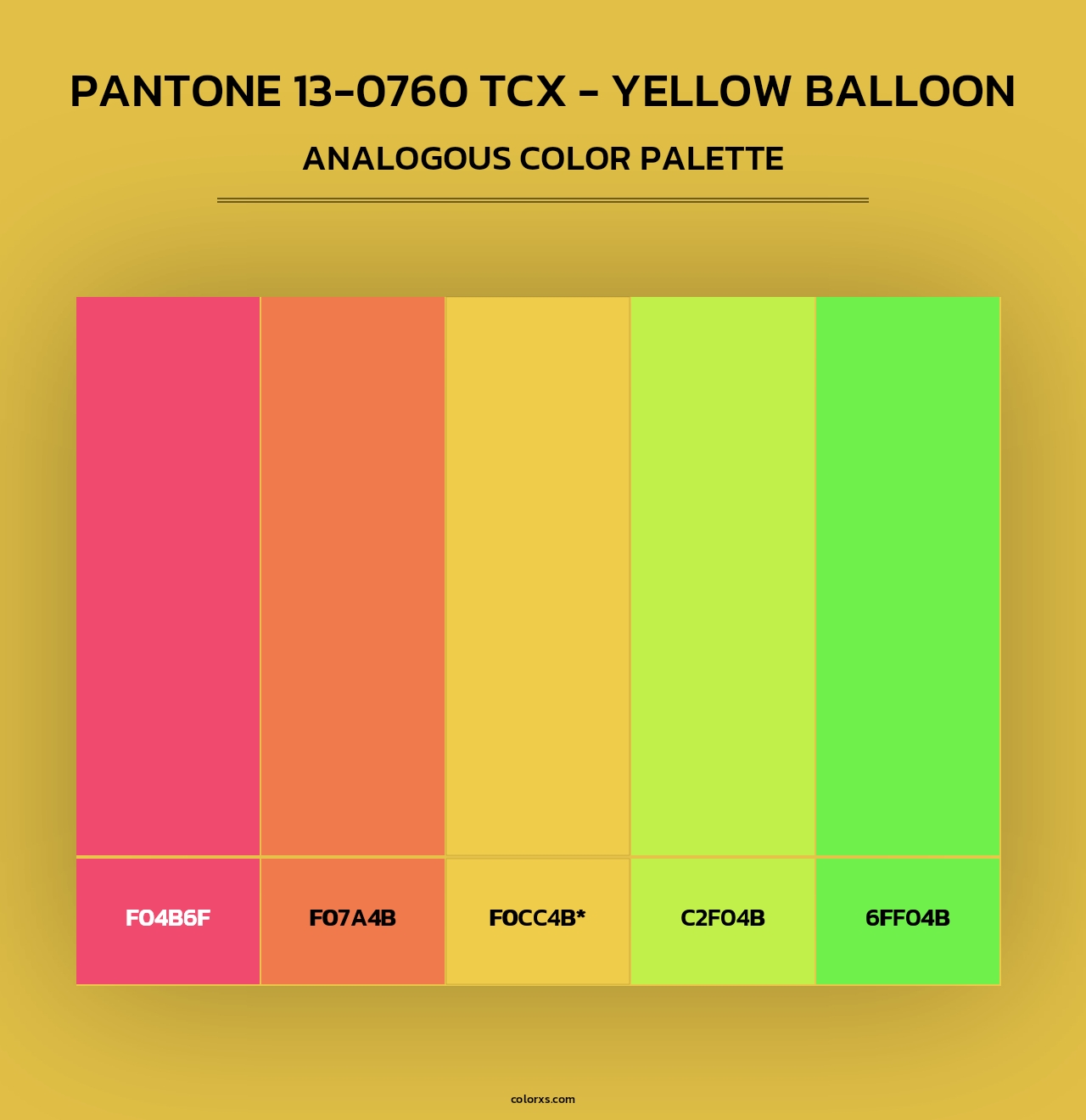 PANTONE 13-0760 TCX - Yellow Balloon - Analogous Color Palette