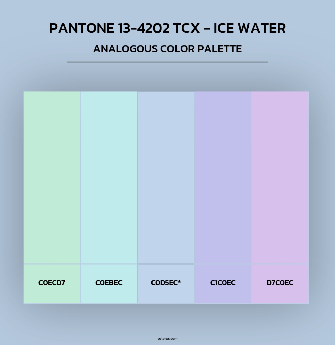 PANTONE 13-4202 TCX - Ice Water - Analogous Color Palette