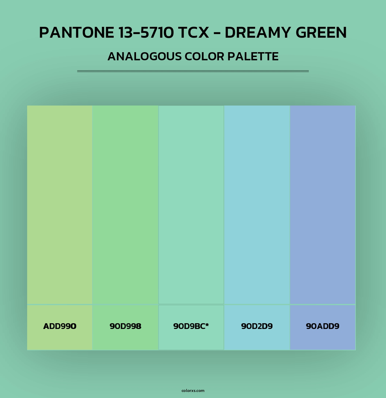 PANTONE 13-5710 TCX - Dreamy Green - Analogous Color Palette