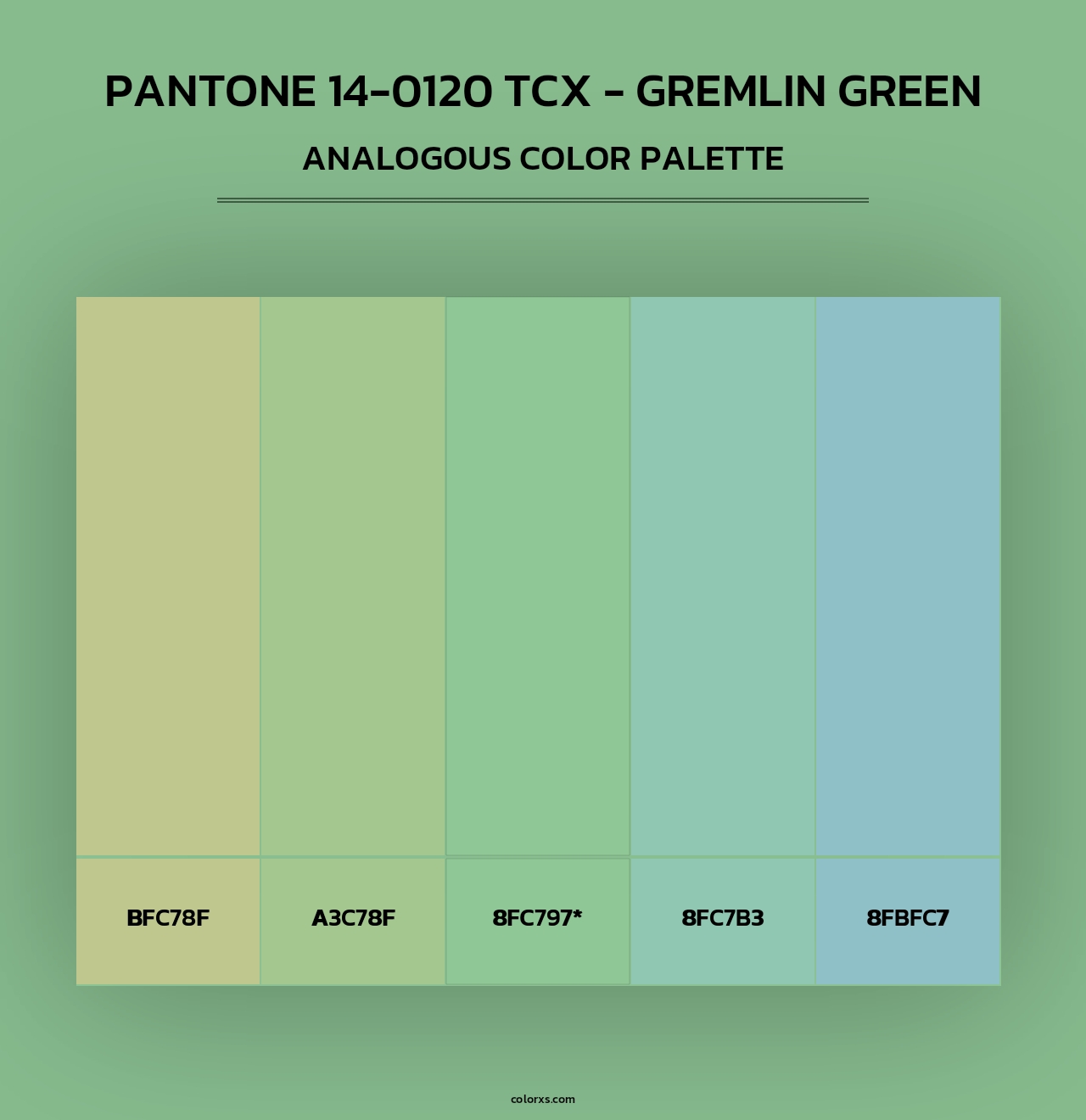 Pantone 14-0120 TCX - Gremlin Green - Analogous Color Palette