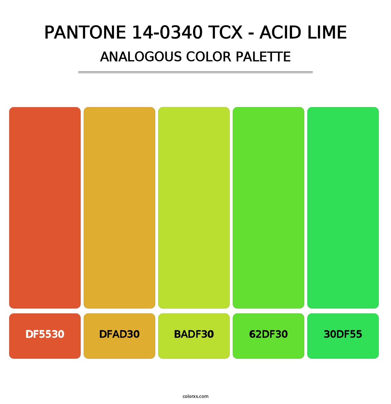 PANTONE 14-0340 TCX - Acid Lime - Analogous Color Palette