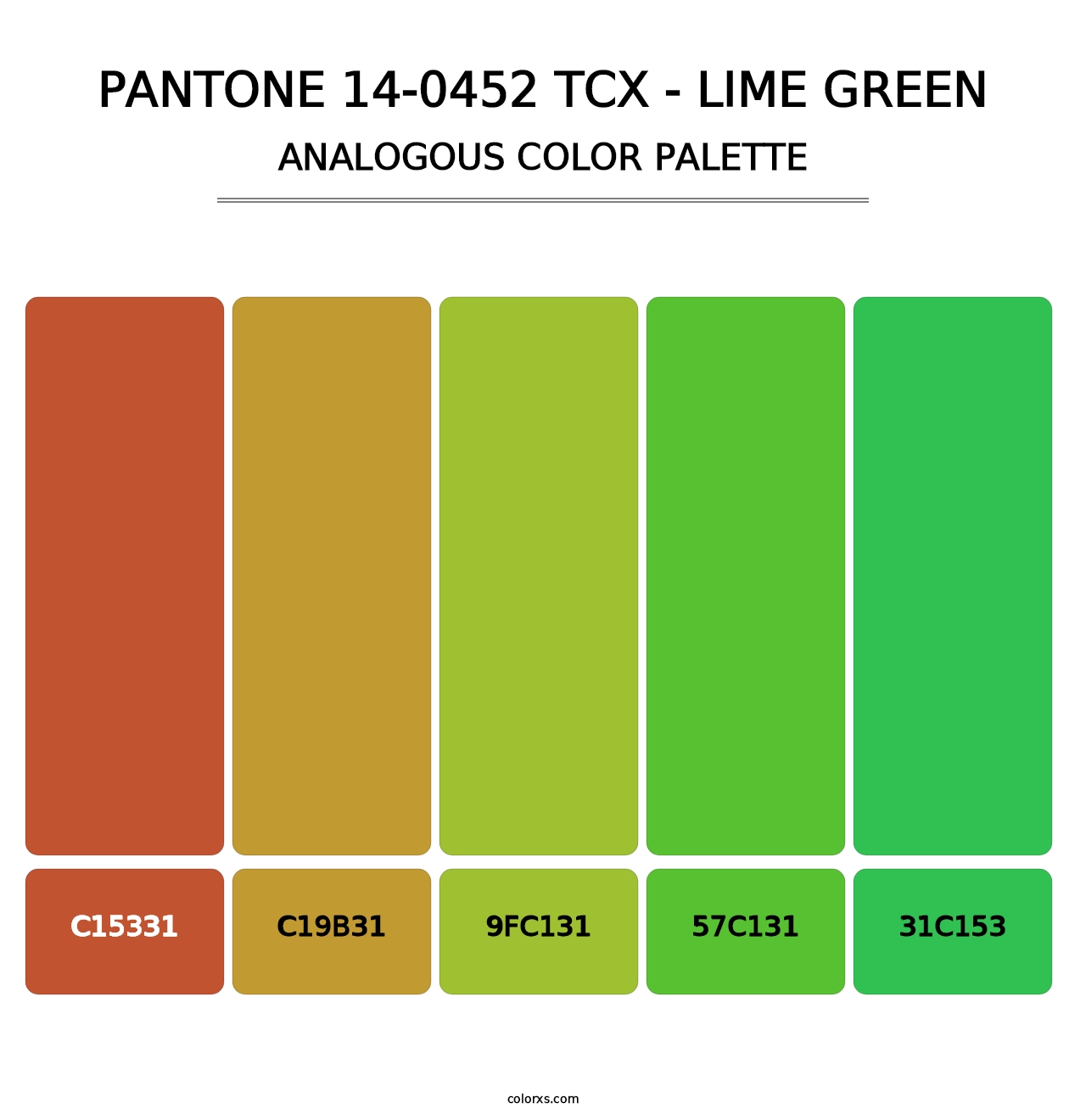 PANTONE 14-0452 TCX - Lime Green - Analogous Color Palette