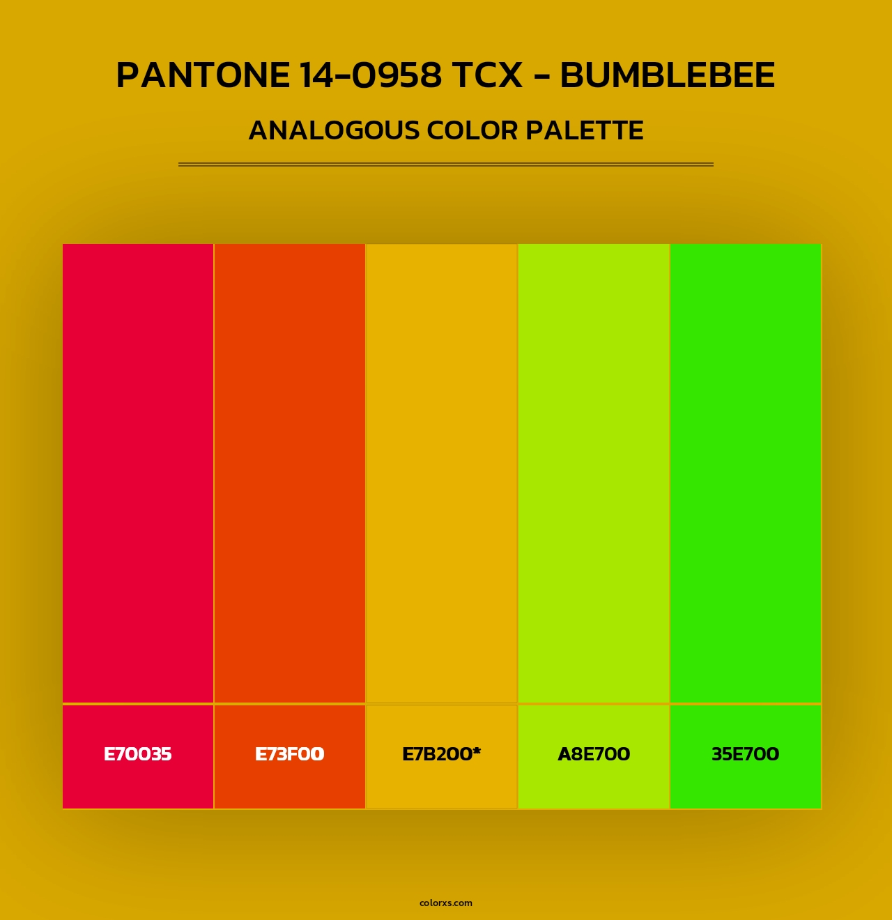 PANTONE 14-0958 TCX - Bumblebee - Analogous Color Palette