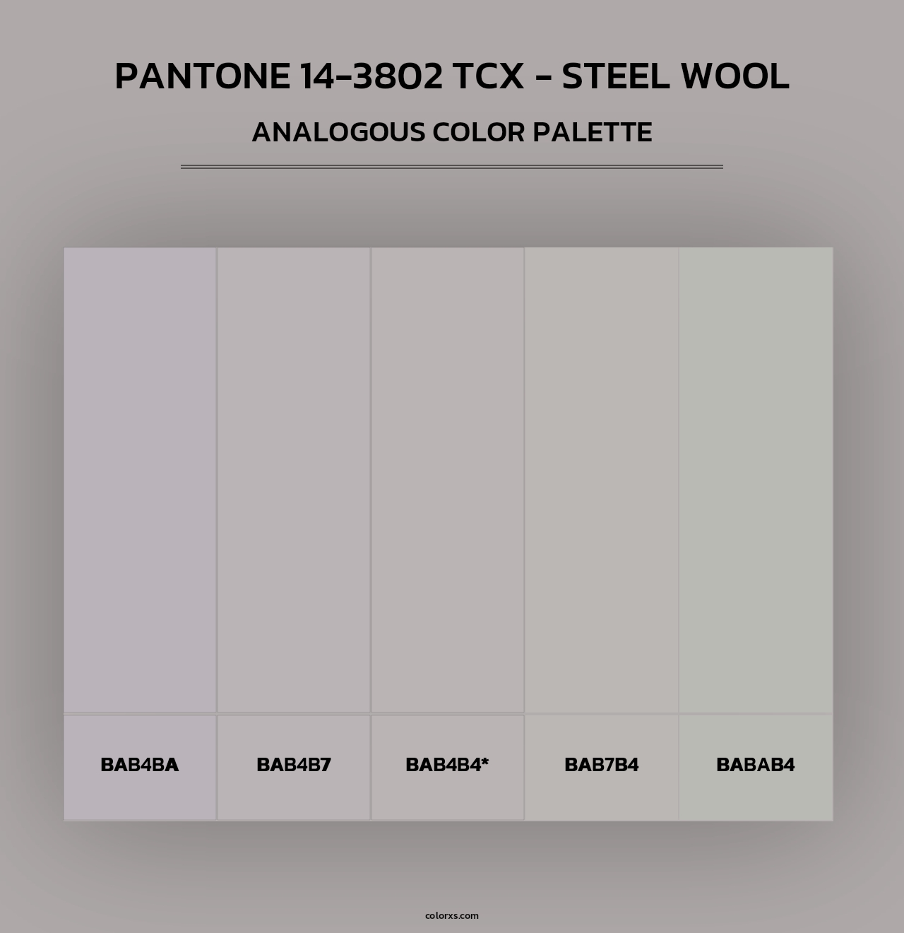 PANTONE 14-3802 TCX - Steel Wool - Analogous Color Palette