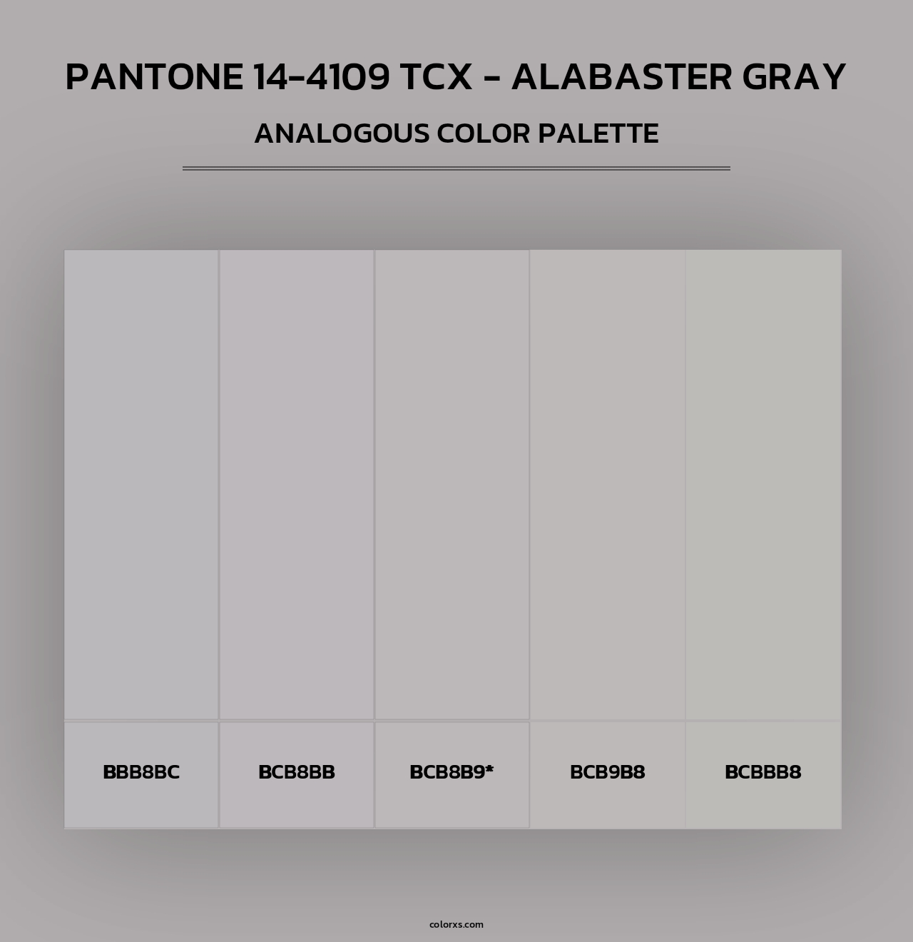Pantone 14-4109 TCX - Alabaster Gray - Analogous Color Palette