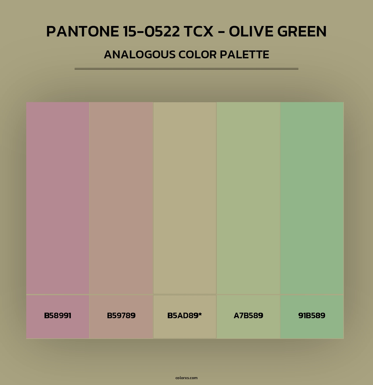 Pantone 15-0522 TCX - Olive Green - Analogous Color Palette