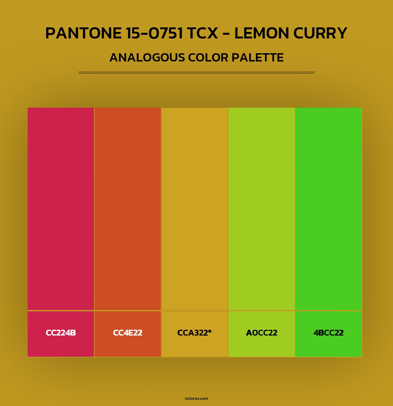 Pantone 15-0751 TCX - Lemon Curry - Analogous Color Palette