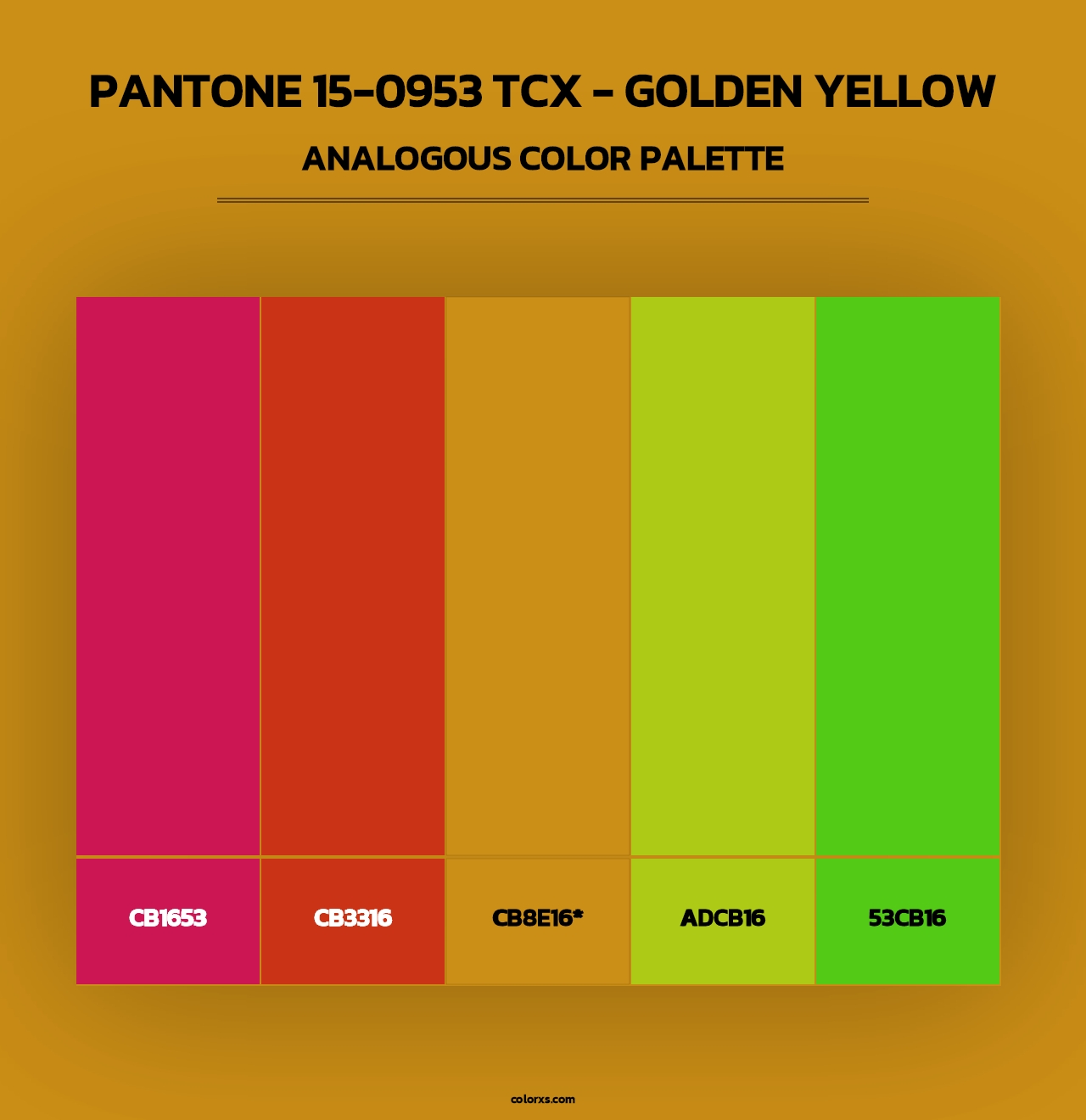 PANTONE 15-0953 TCX - Golden Yellow - Analogous Color Palette