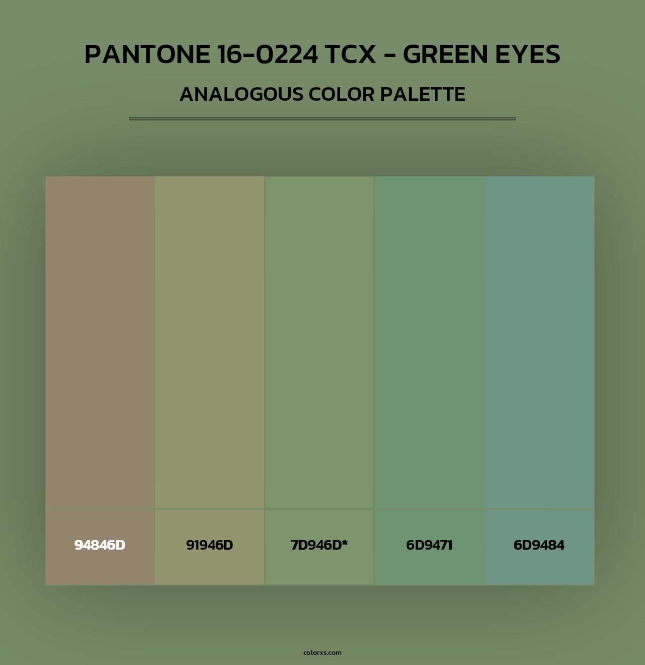 PANTONE 16-0224 TCX - Green Eyes - Analogous Color Palette