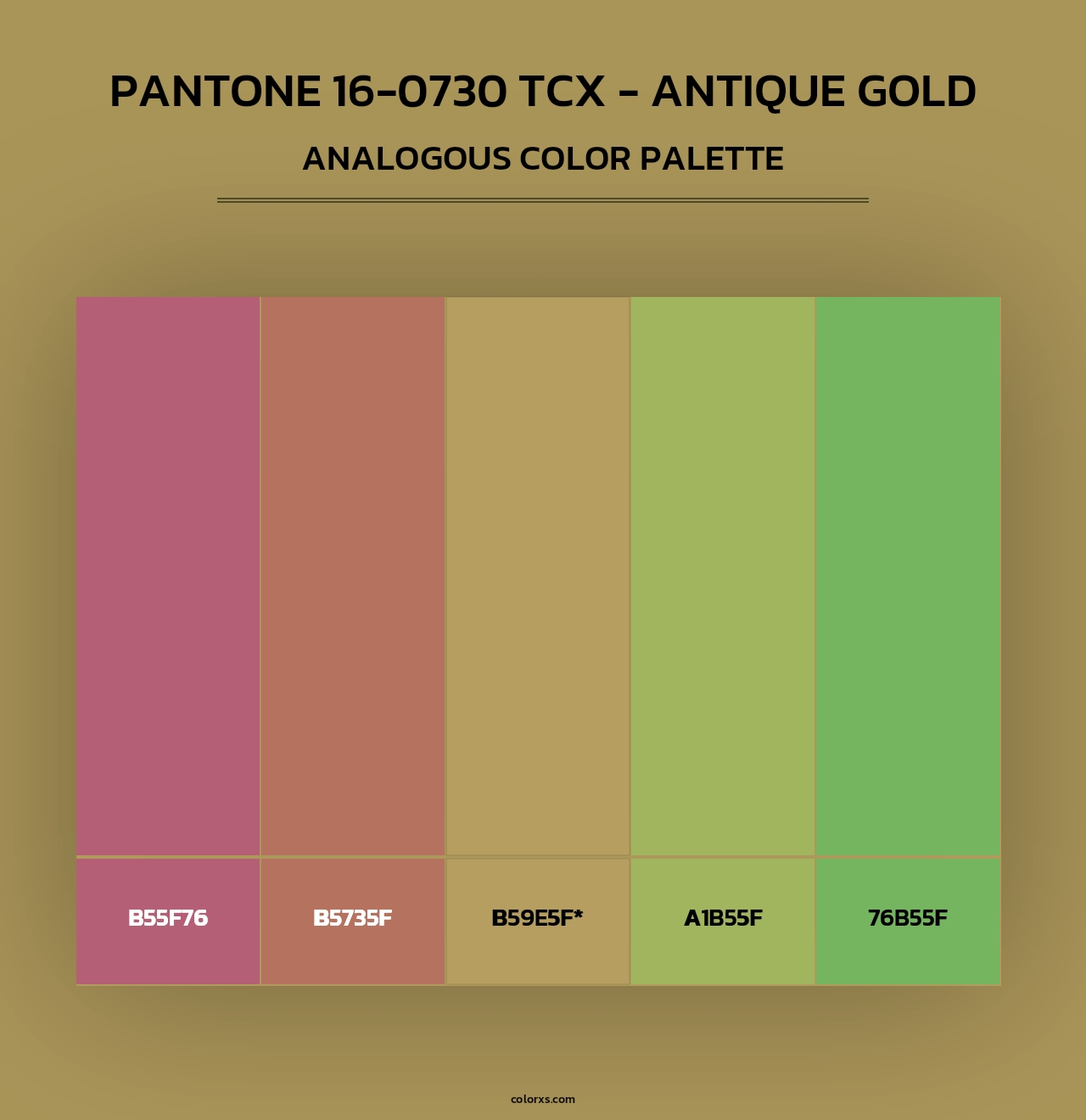 PANTONE 16-0730 TCX - Antique Gold - Analogous Color Palette