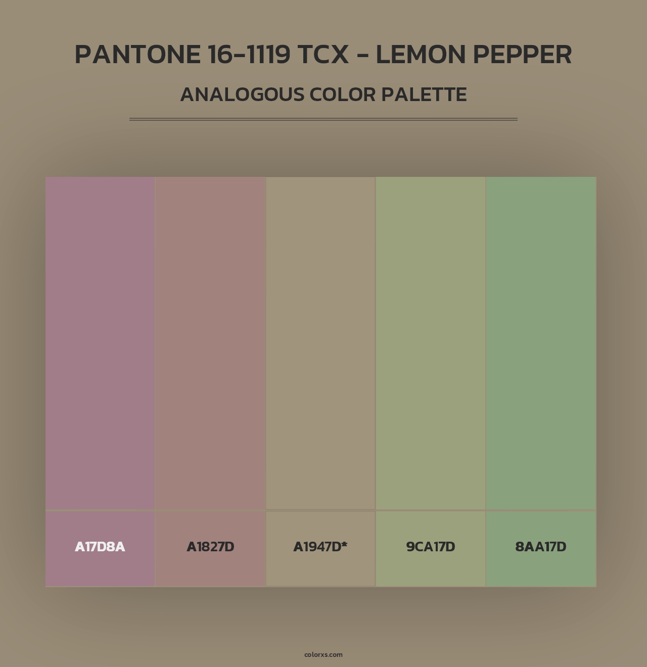 PANTONE 16-1119 TCX - Lemon Pepper - Analogous Color Palette