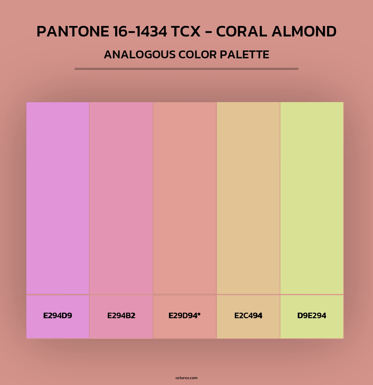 PANTONE 16-1434 TCX - Coral Almond - Analogous Color Palette