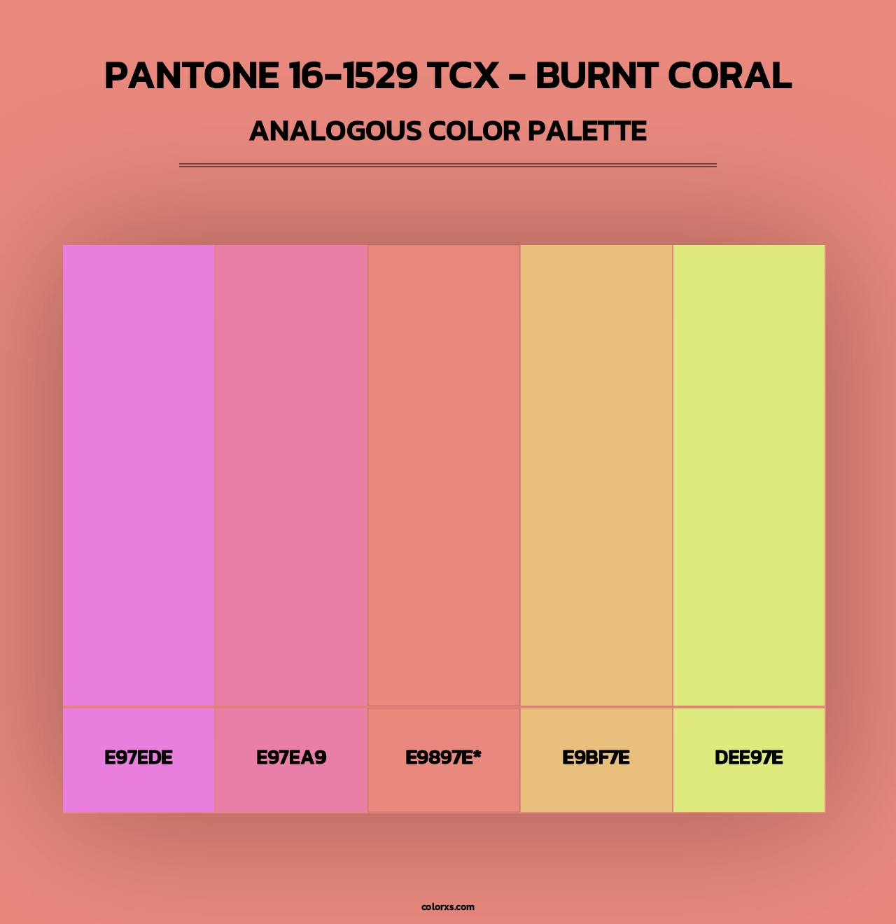 PANTONE 16-1529 TCX - Burnt Coral - Analogous Color Palette