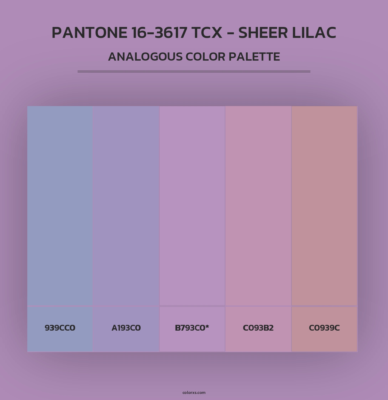 PANTONE 16-3617 TCX - Sheer Lilac - Analogous Color Palette