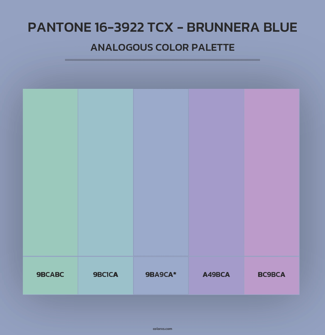 PANTONE 16-3922 TCX - Brunnera Blue - Analogous Color Palette