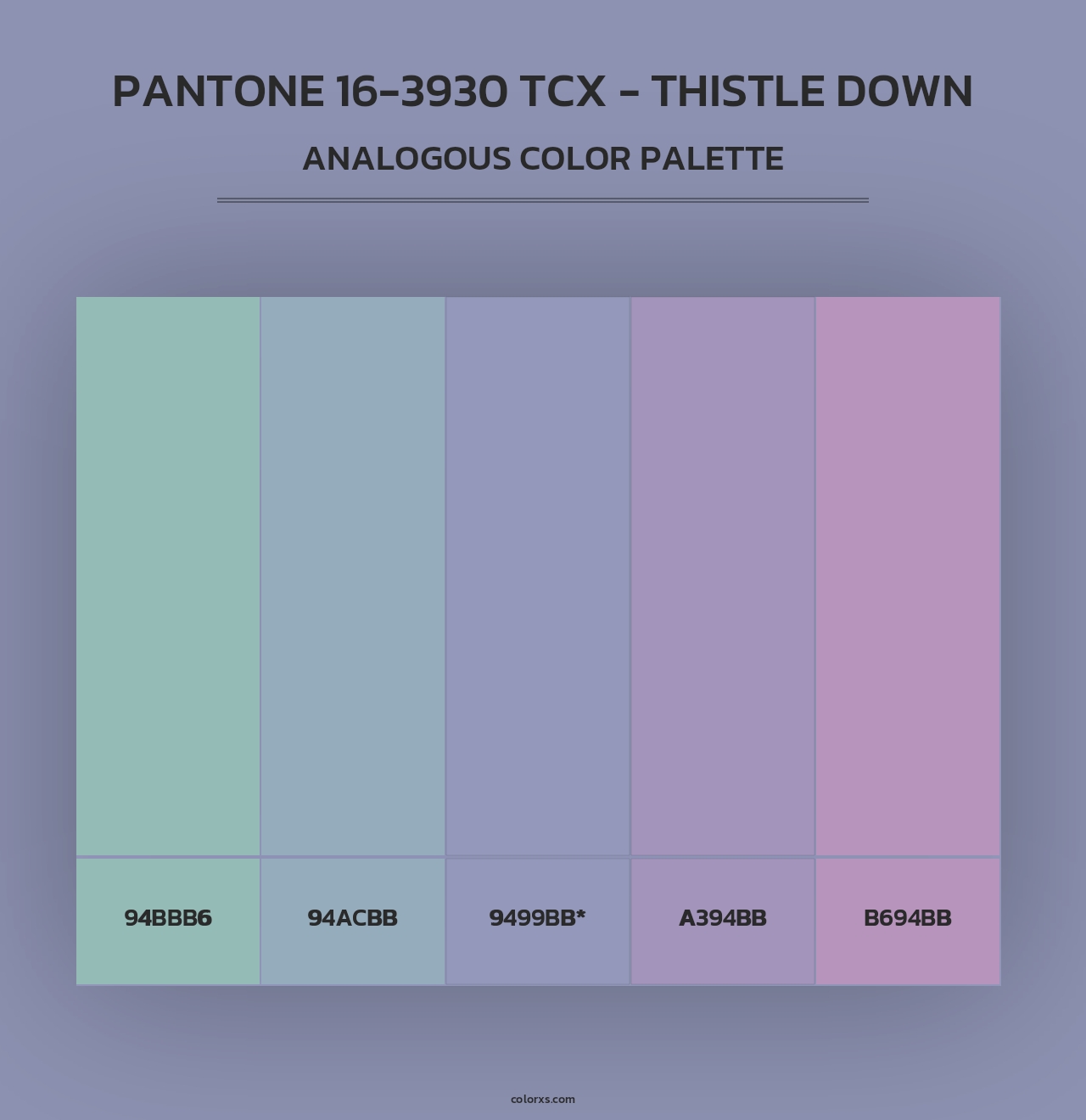 PANTONE 16-3930 TCX - Thistle Down - Analogous Color Palette