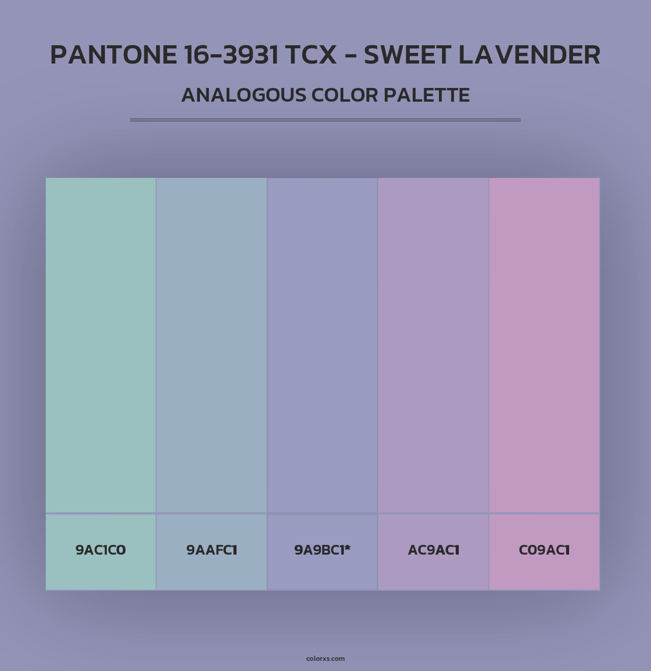 PANTONE 16-3931 TCX - Sweet Lavender - Analogous Color Palette
