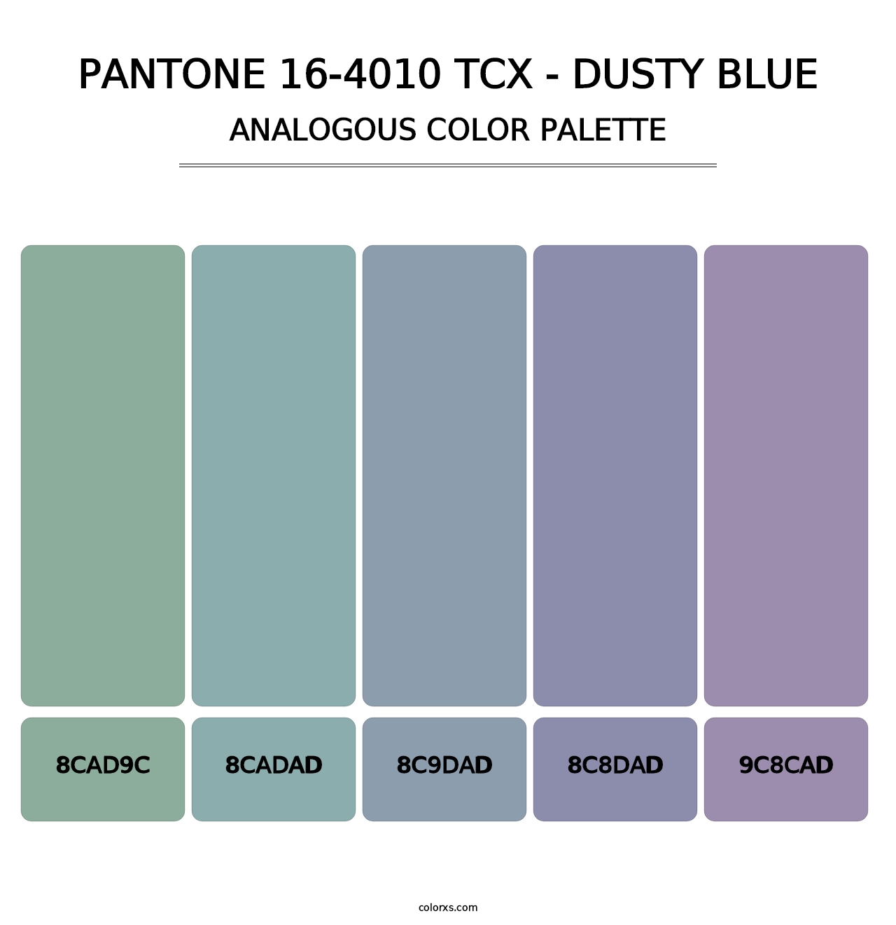 PANTONE 16-4010 TCX - Dusty Blue - Analogous Color Palette